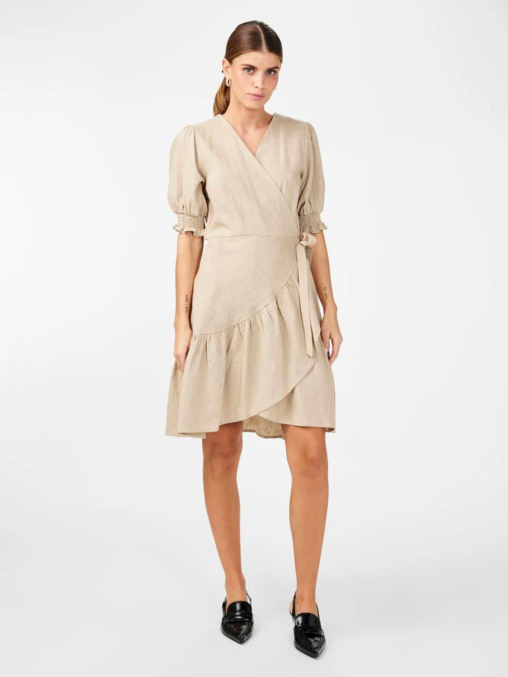 Yasflaxy Ss Wrap Dress Birch - Image 2