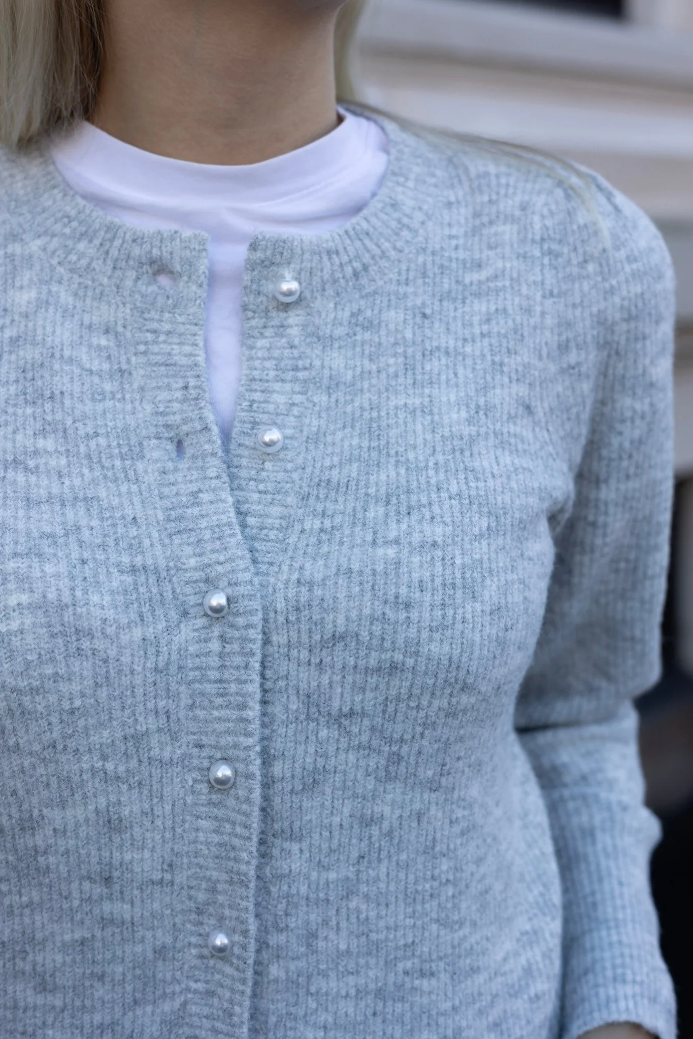 Nuna Knit Cardigan Light Grey Melange - Image 5