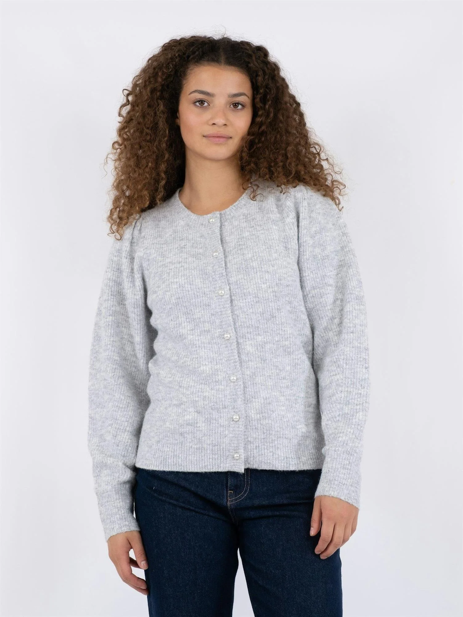 Nuna Knit Cardigan Light Grey Melange - Image 9