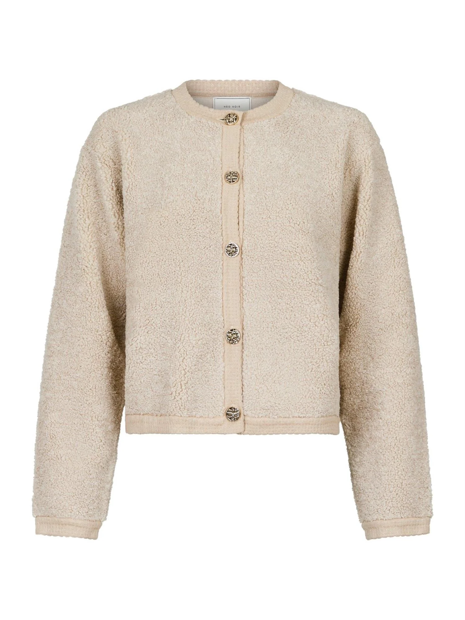 Limo Fluffy Knit Cardigan Sand - Image 2