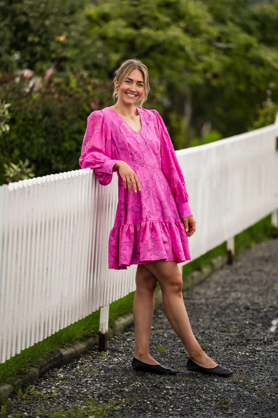 Calli-Sadie Ls Short V-Neck Dress Phlox Pink - Image 2
