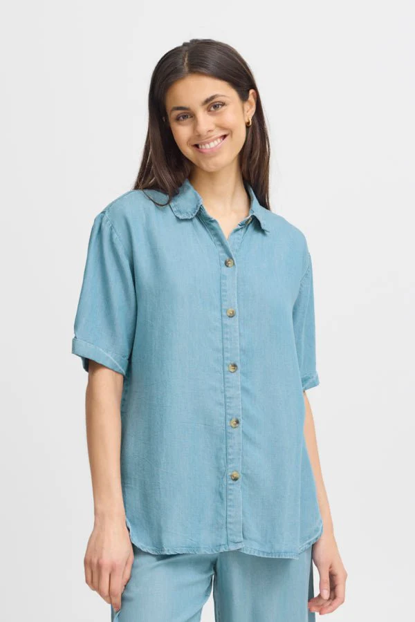 Evelyn Shirt Mid Blue Denim - Image 3
