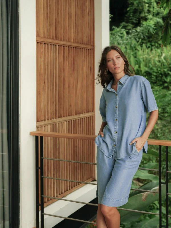 Evelyn Shirt Mid Blue Denim - Image 8