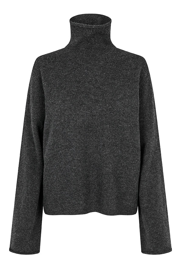 Neva Knit T-Neck Dark Grey Melange