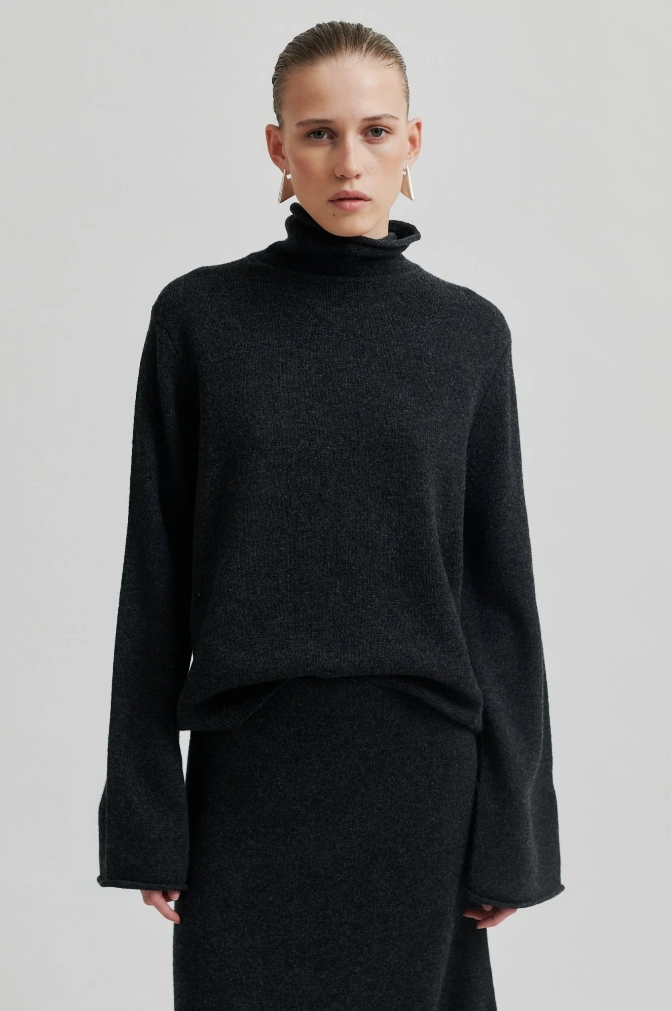 Neva Knit Skirt Dark Grey Melange - Image 3