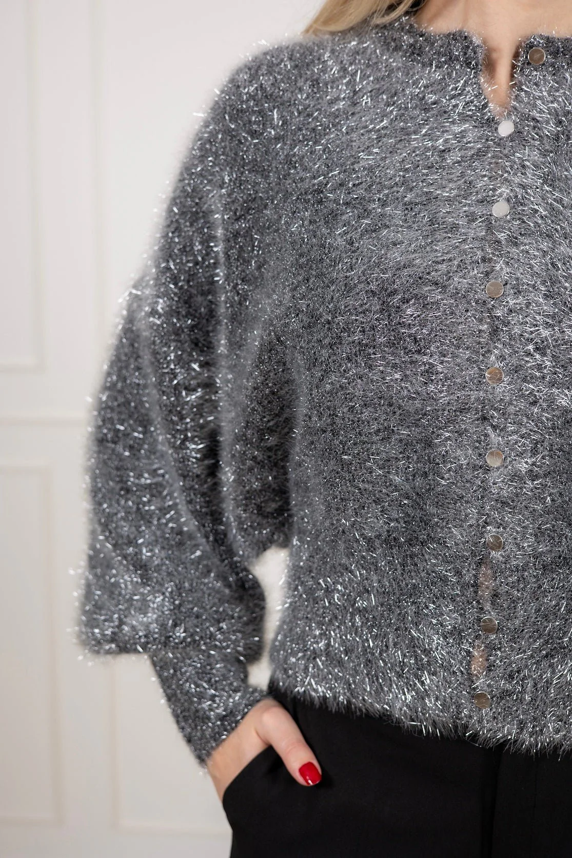 Milenapw Cardigan Black/Silver Lametta - Image 5
