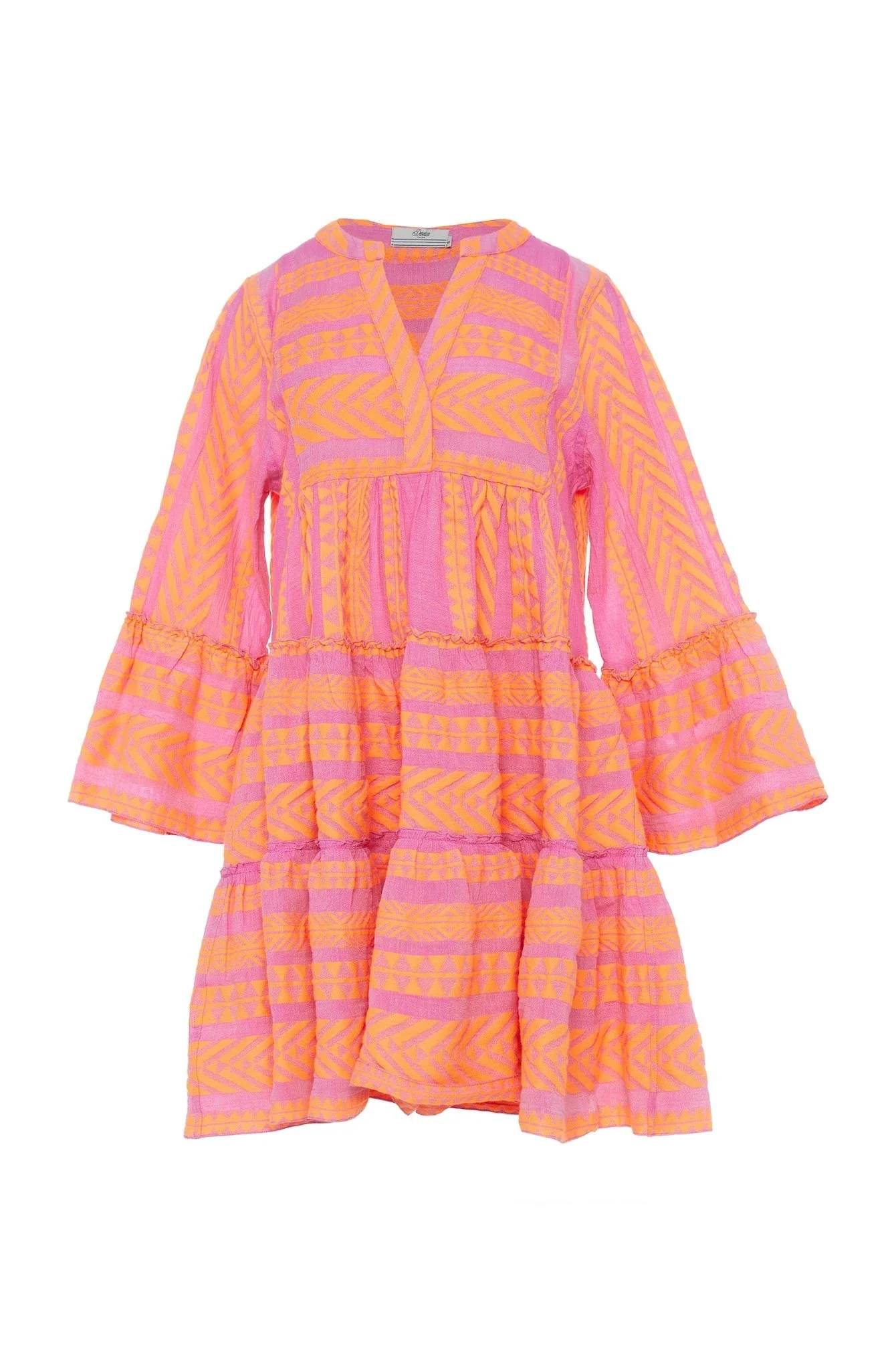 Ella Midi Dress neon orange/fuchsia