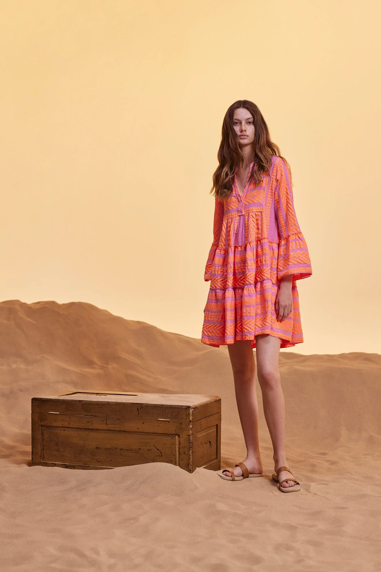 Ella Midi Dress neon orange/fuchsia - Image 4