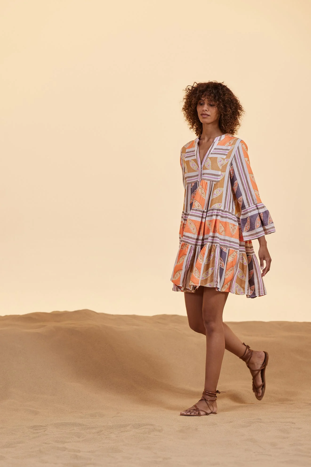 Hermosa Short Dress Orange Lilac - Image 2