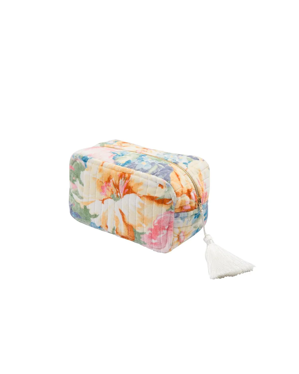 Cosmetic Bag Velvet Blue Florals - Image 2