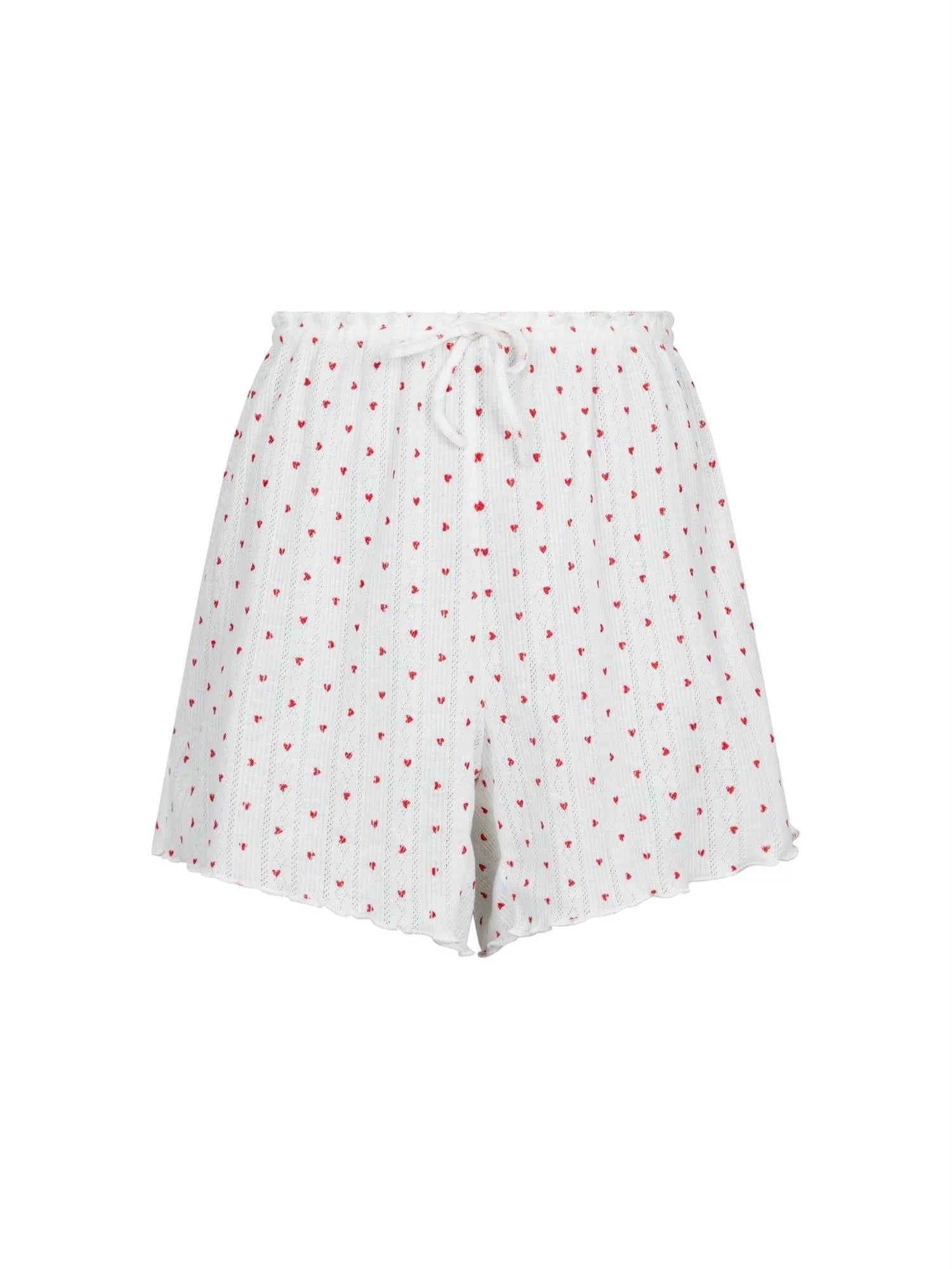 Merritt Pointelle Heart Shorts White