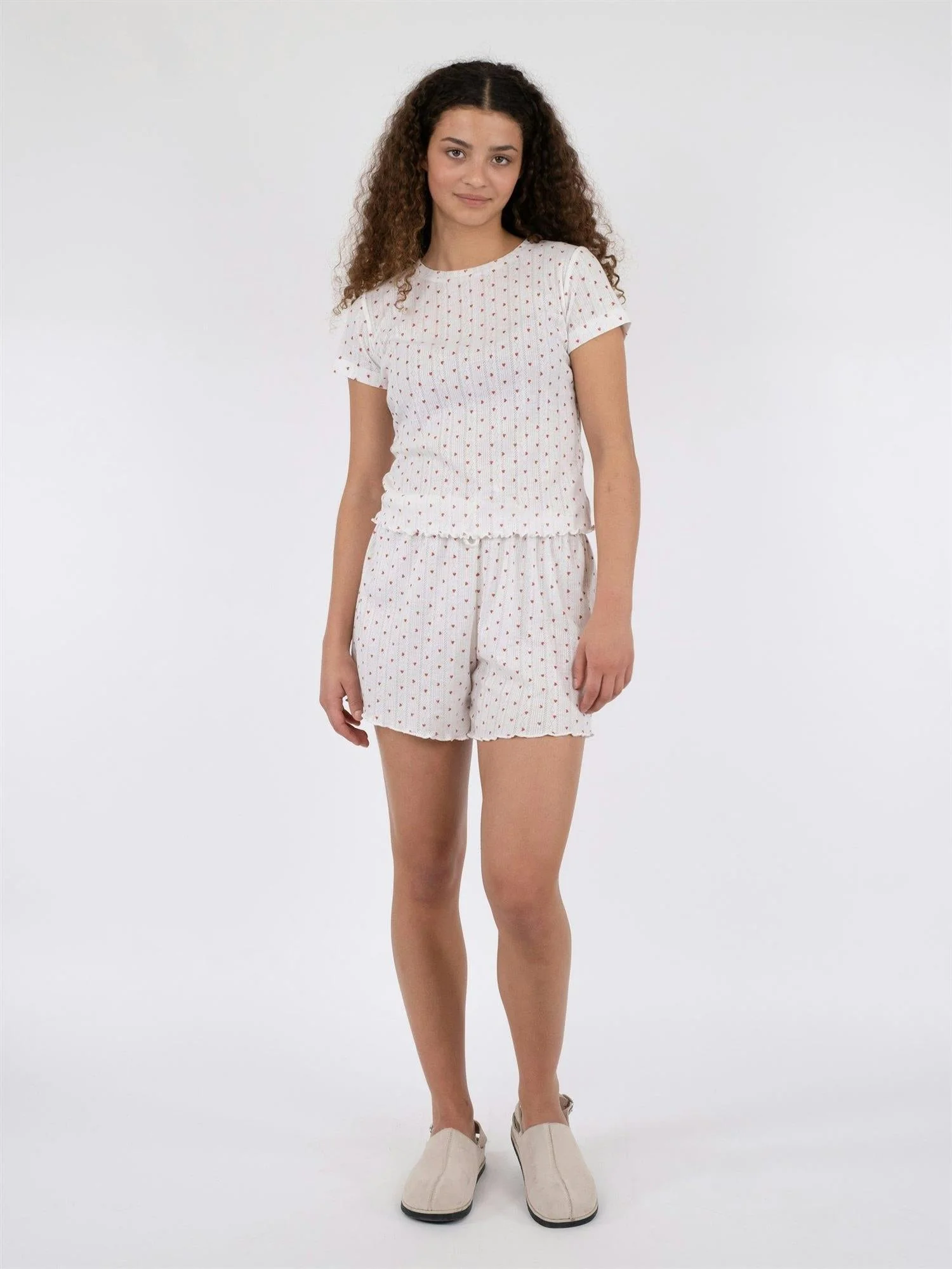 Merritt Pointelle Heart Shorts White - Image 3