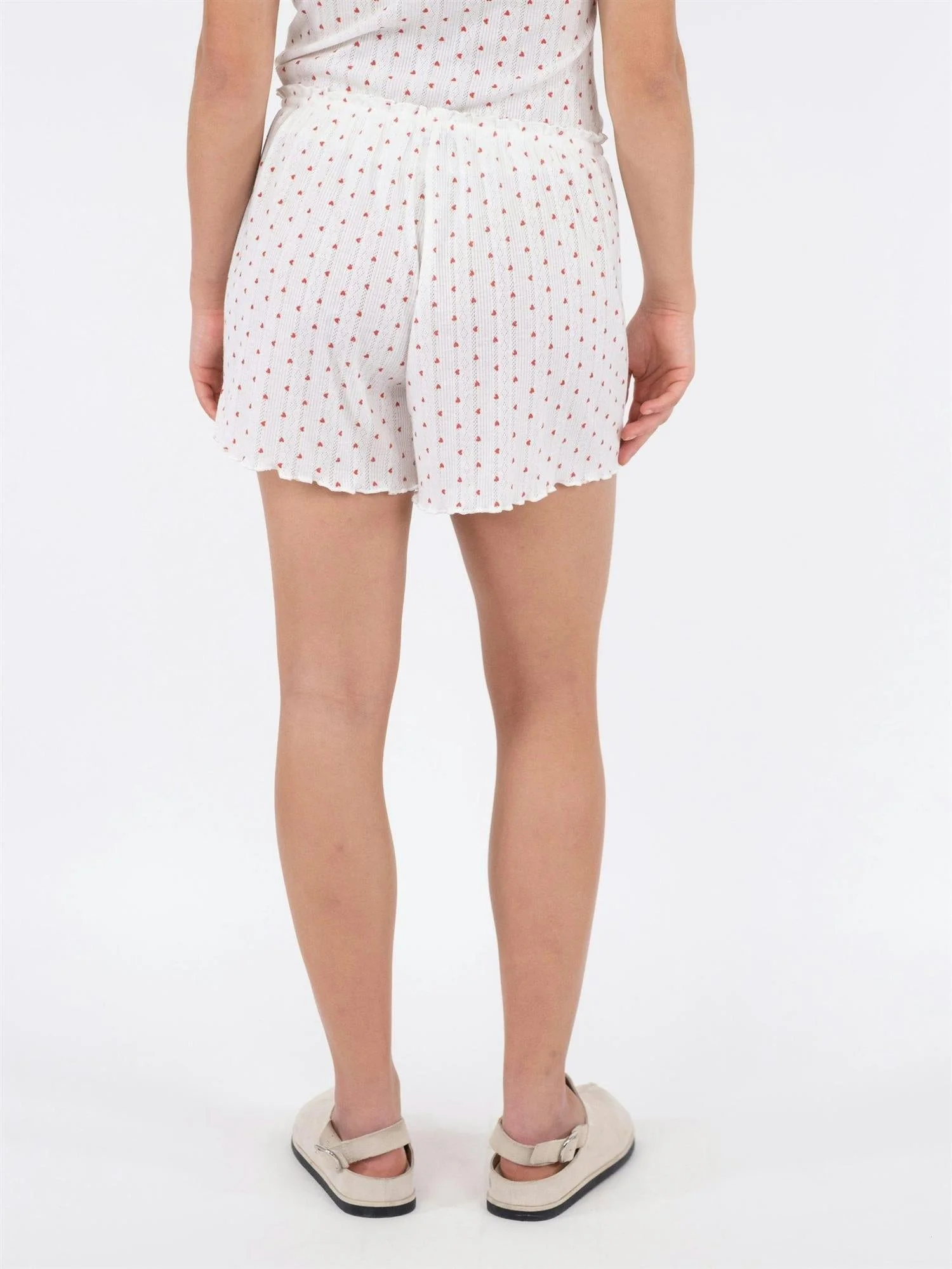 Merritt Pointelle Heart Shorts White - Image 4