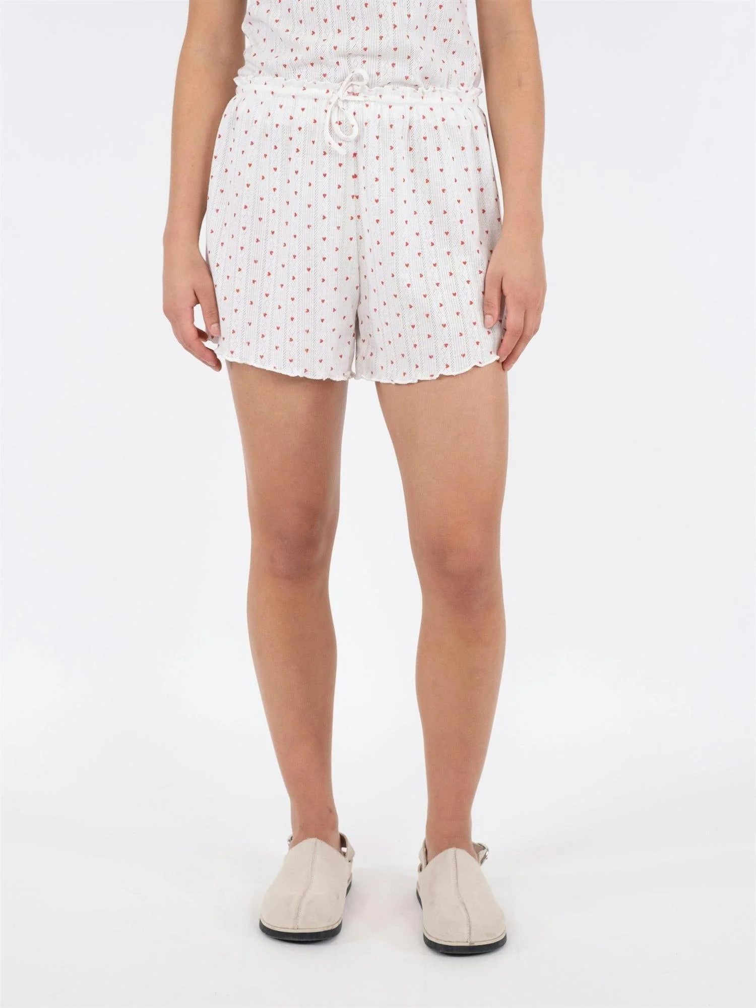 Merritt Pointelle Heart Shorts White - Image 5