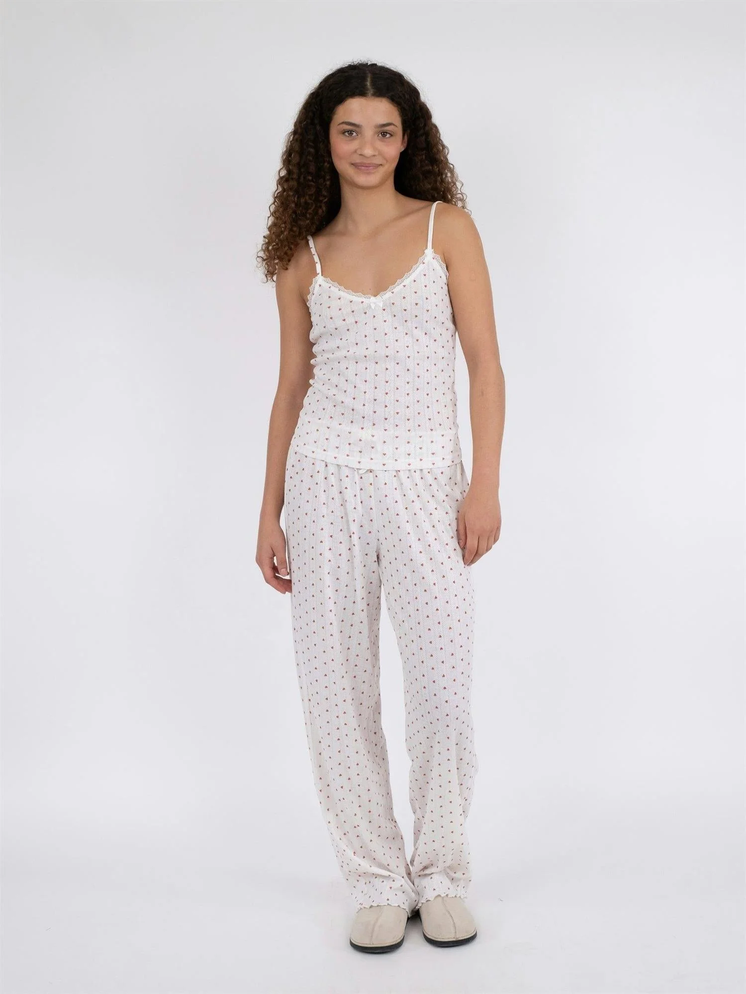 Lindsay Pointelle Heart Top White