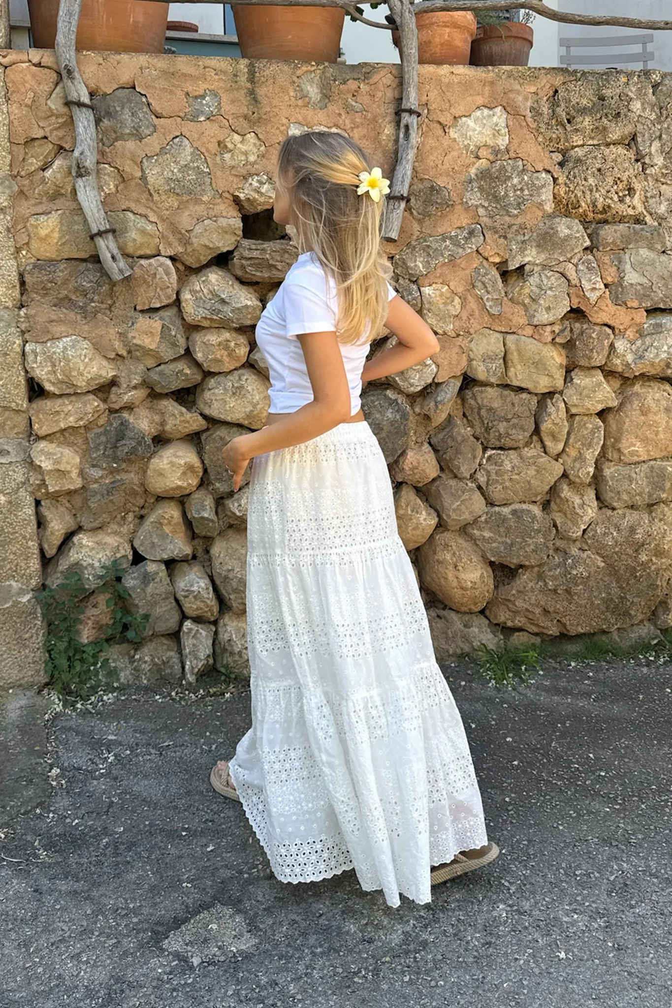 Sofia Long Skirt White Lace - Image 4