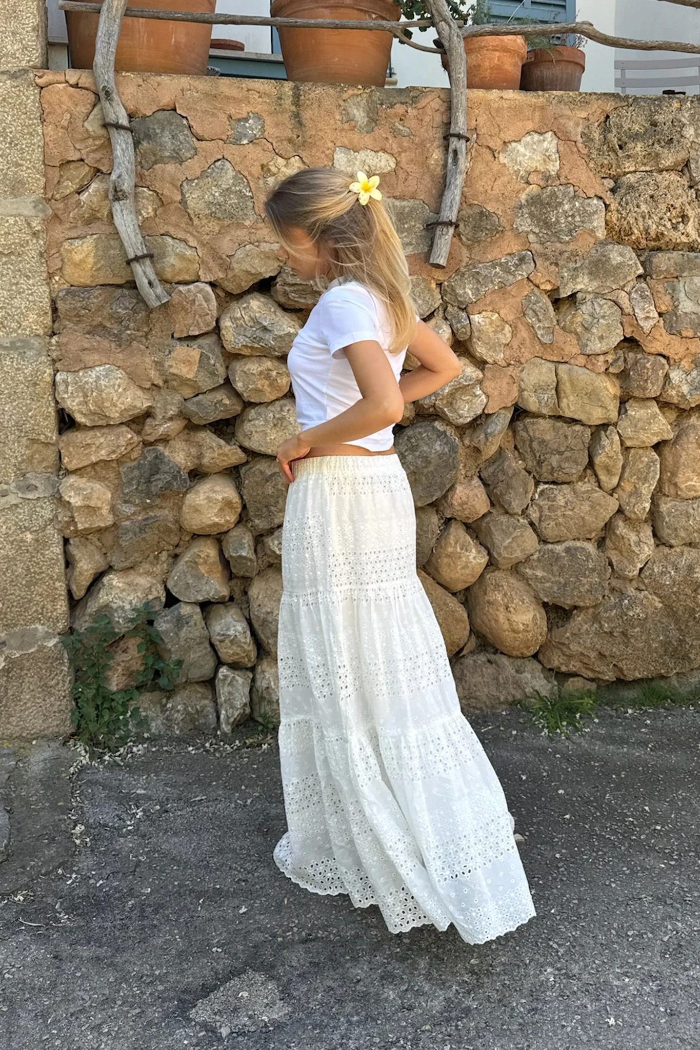 Sofia Long Skirt White Lace - Image 7