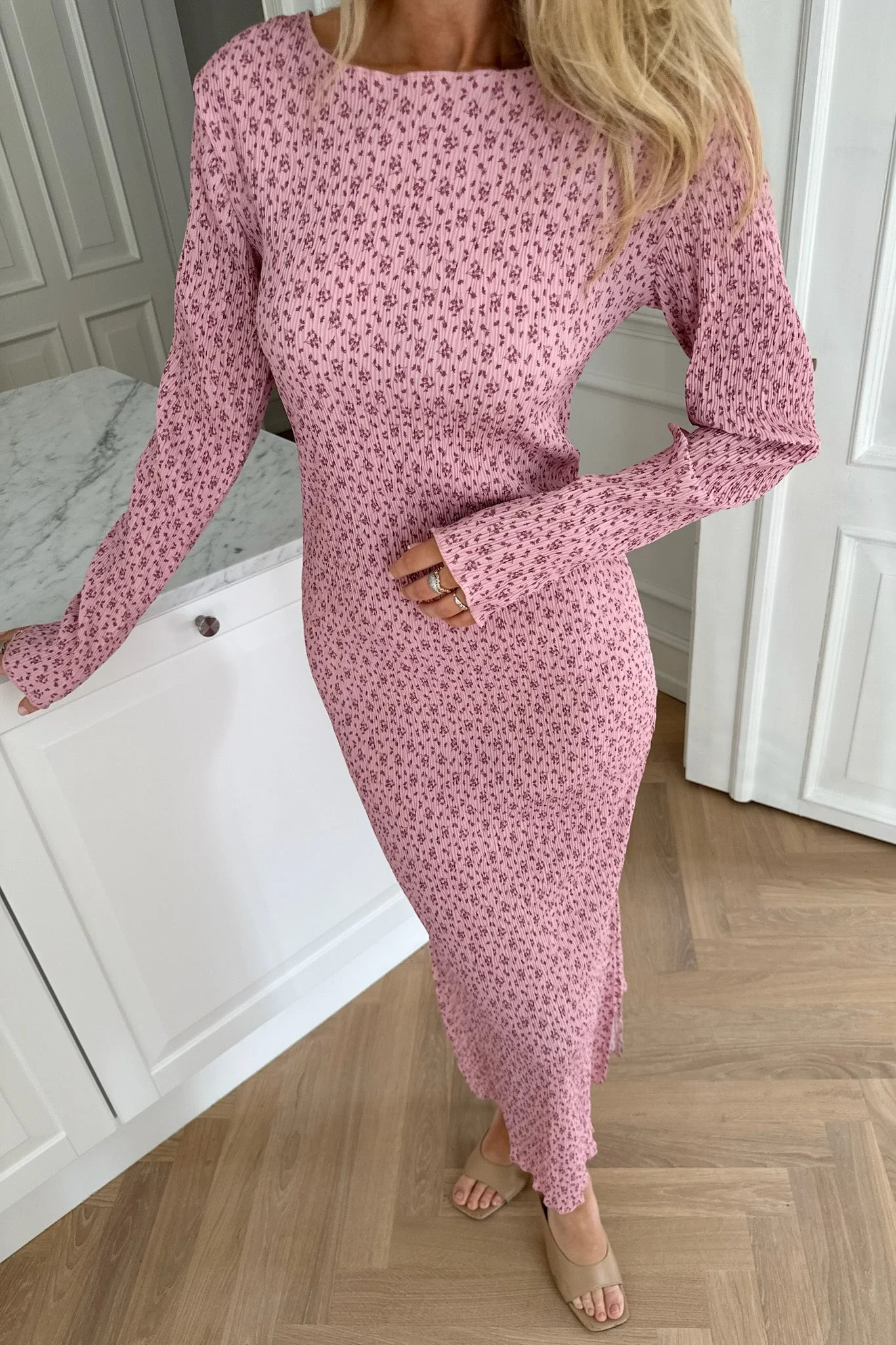 Odaic Dress Pink Flower Stem Print - Image 2