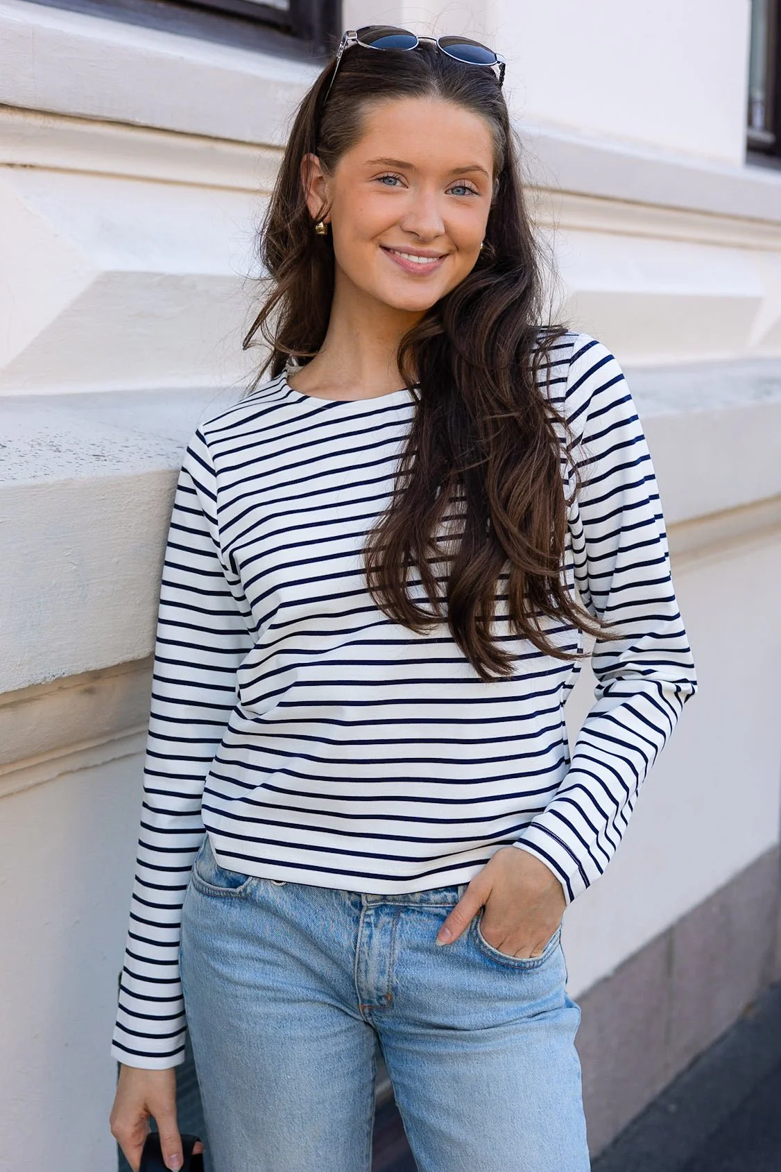 Claudio Stripe Blouse Navy - Image 3