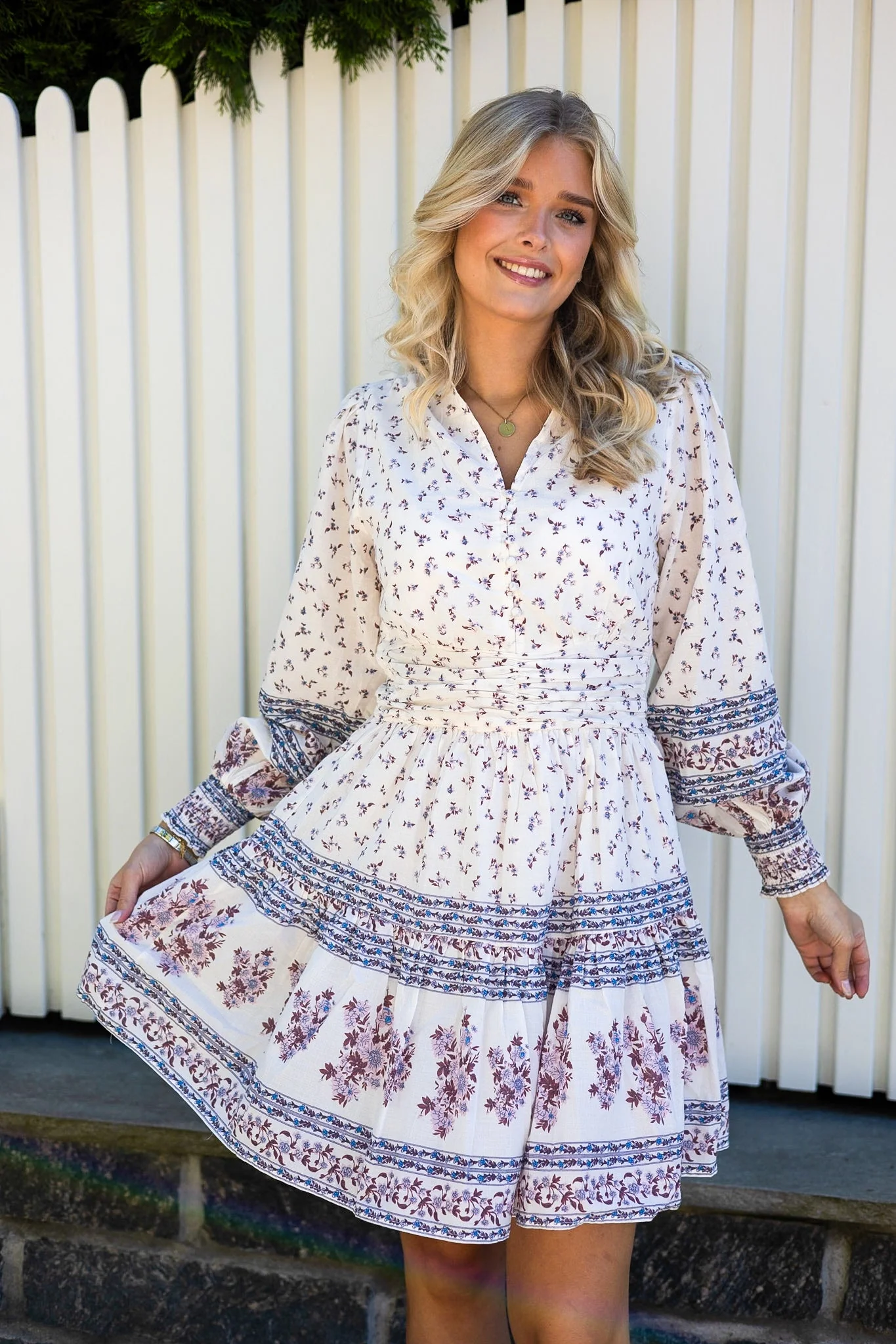 Malti Mini Border Dress Ash Rose