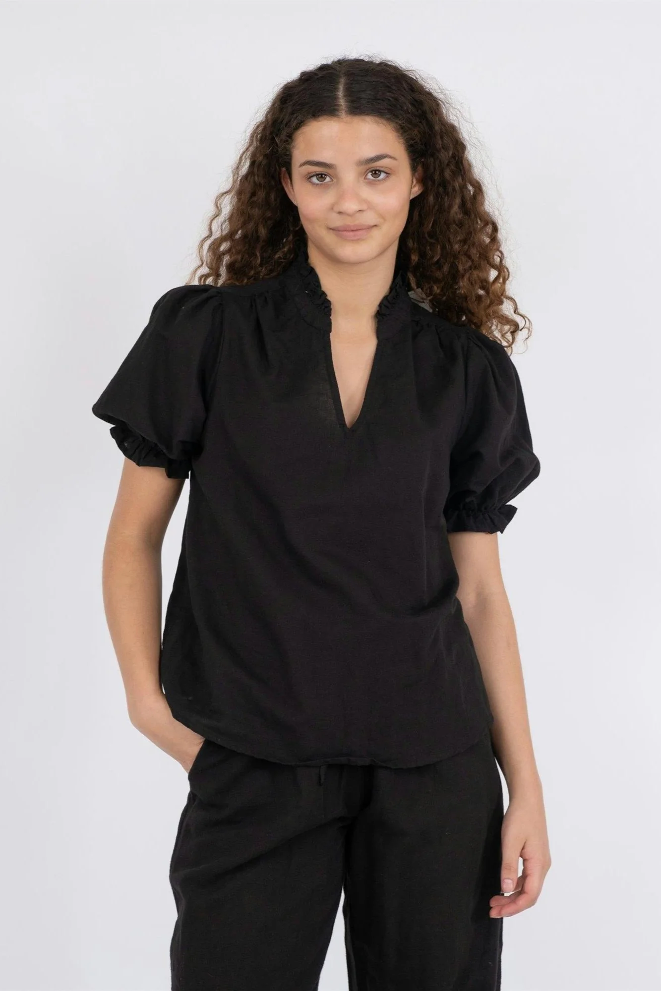 Odesa Linen Blouse Black - Image 8