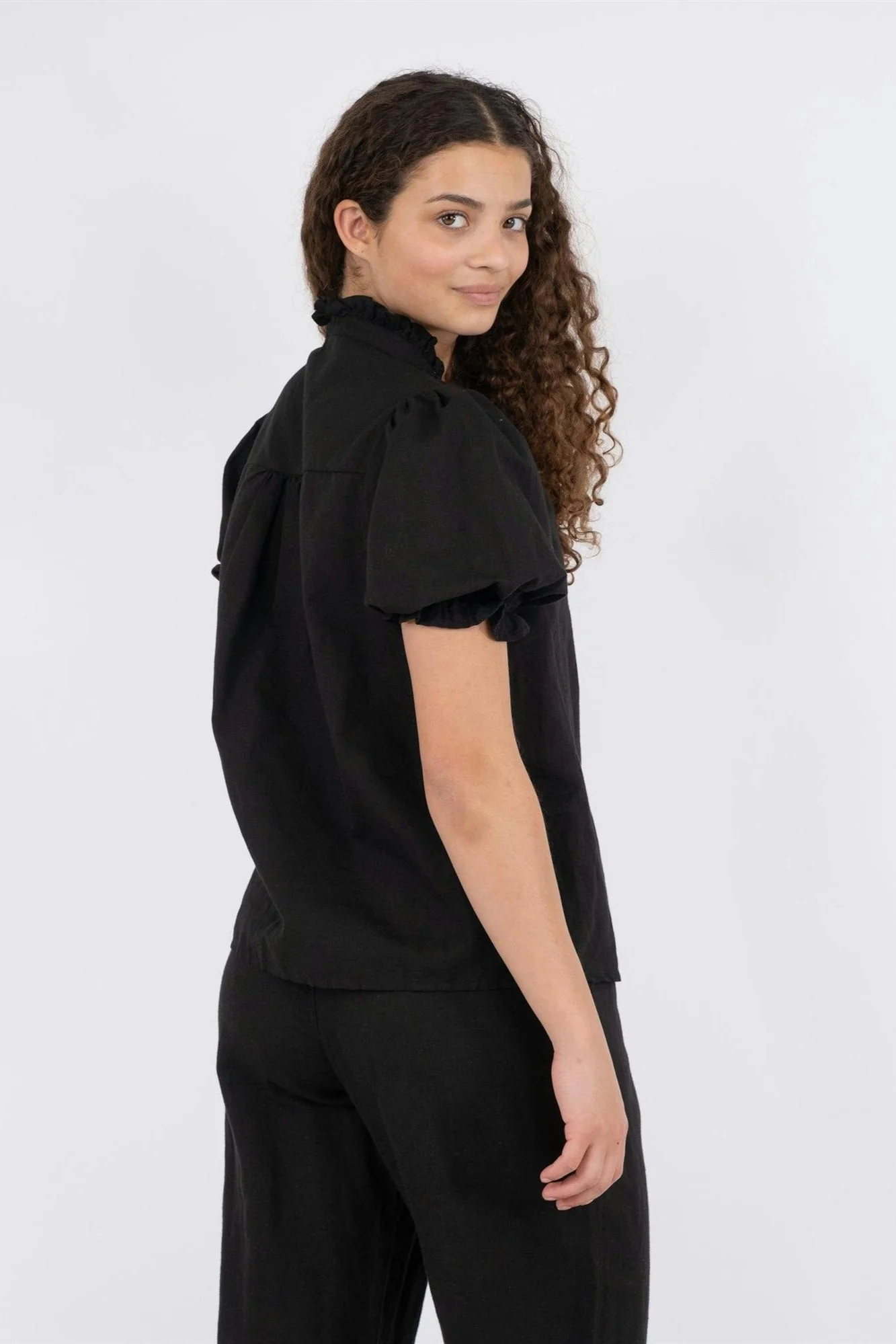 Odesa Linen Blouse Black - Image 9