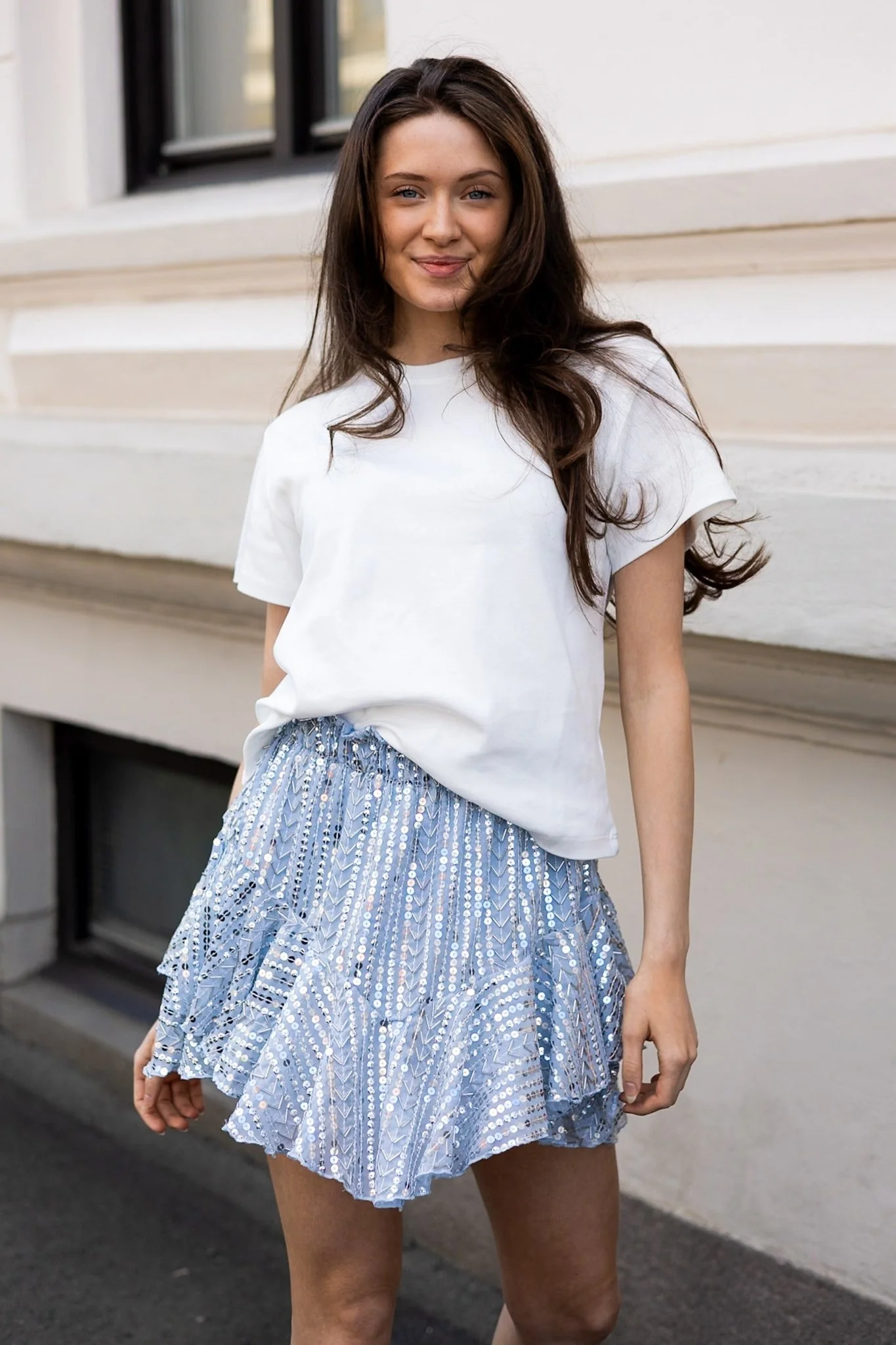 Sequin Skirt Shorts Icy Blue & Silver - Image 7
