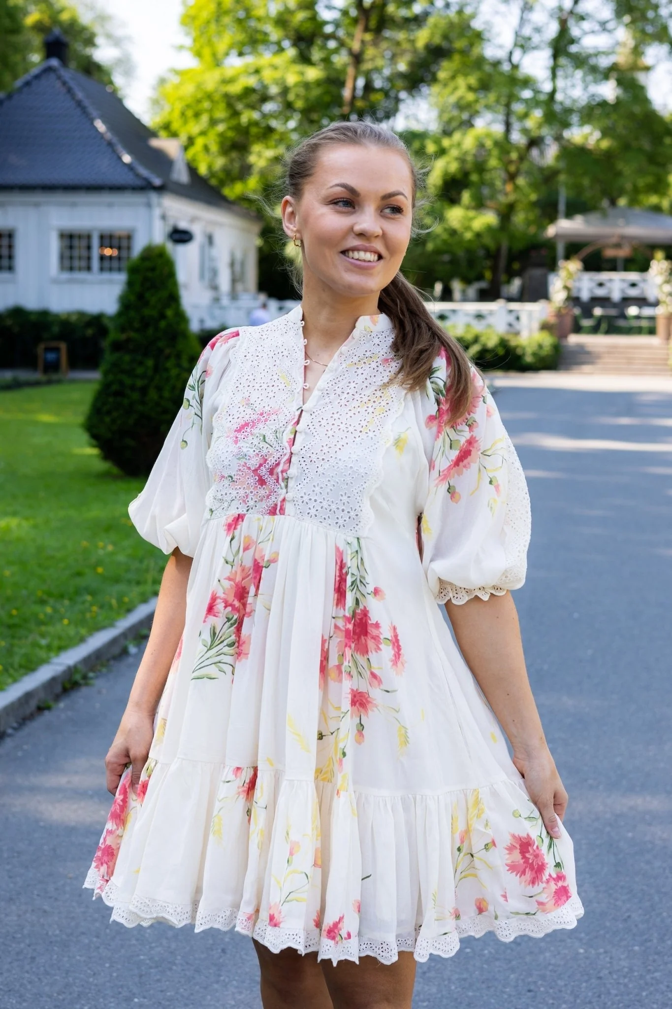 Cotton Slub Shift Dress Straw