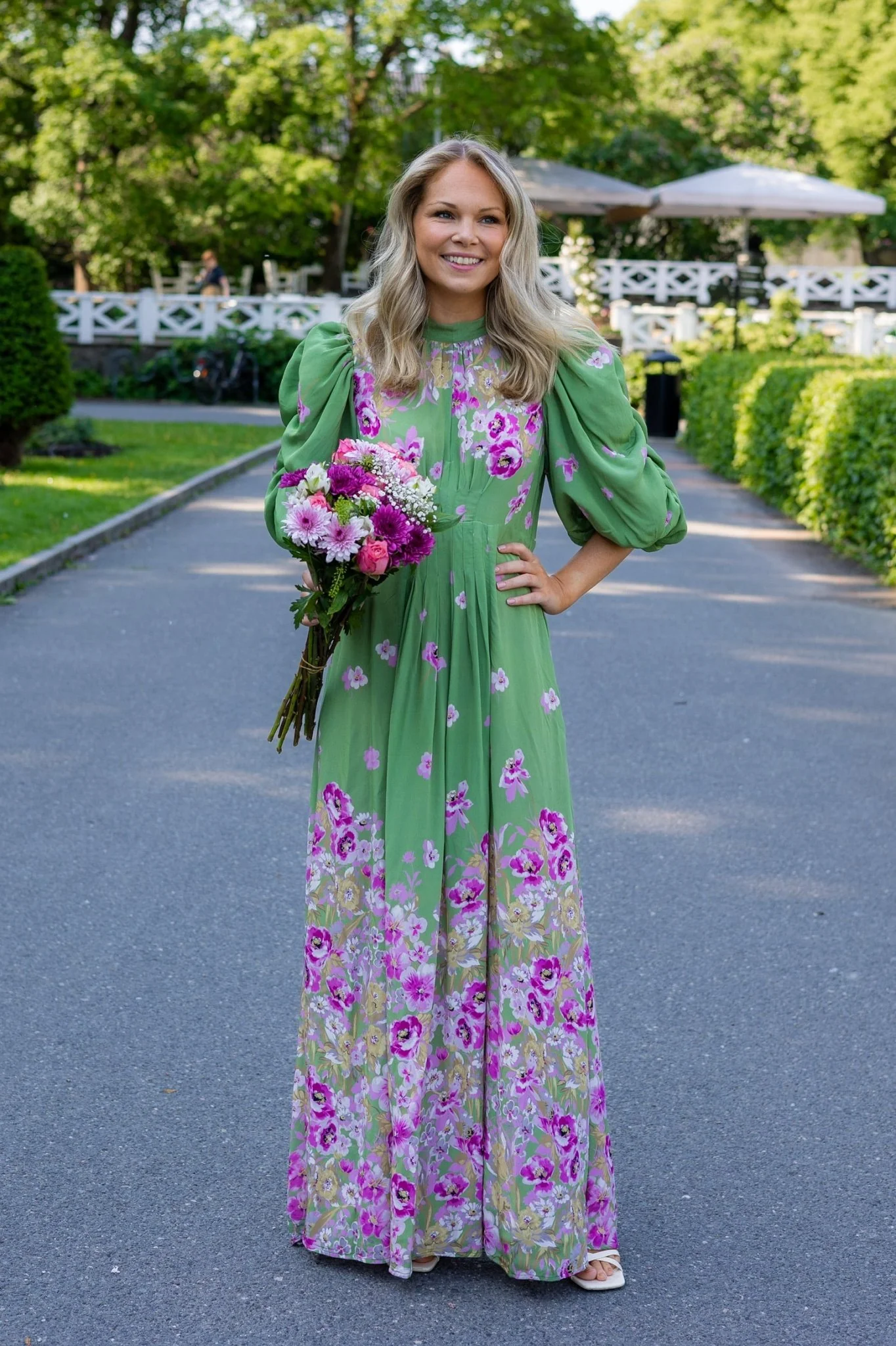 Crepe Tieback Gown Green Field - Image 3