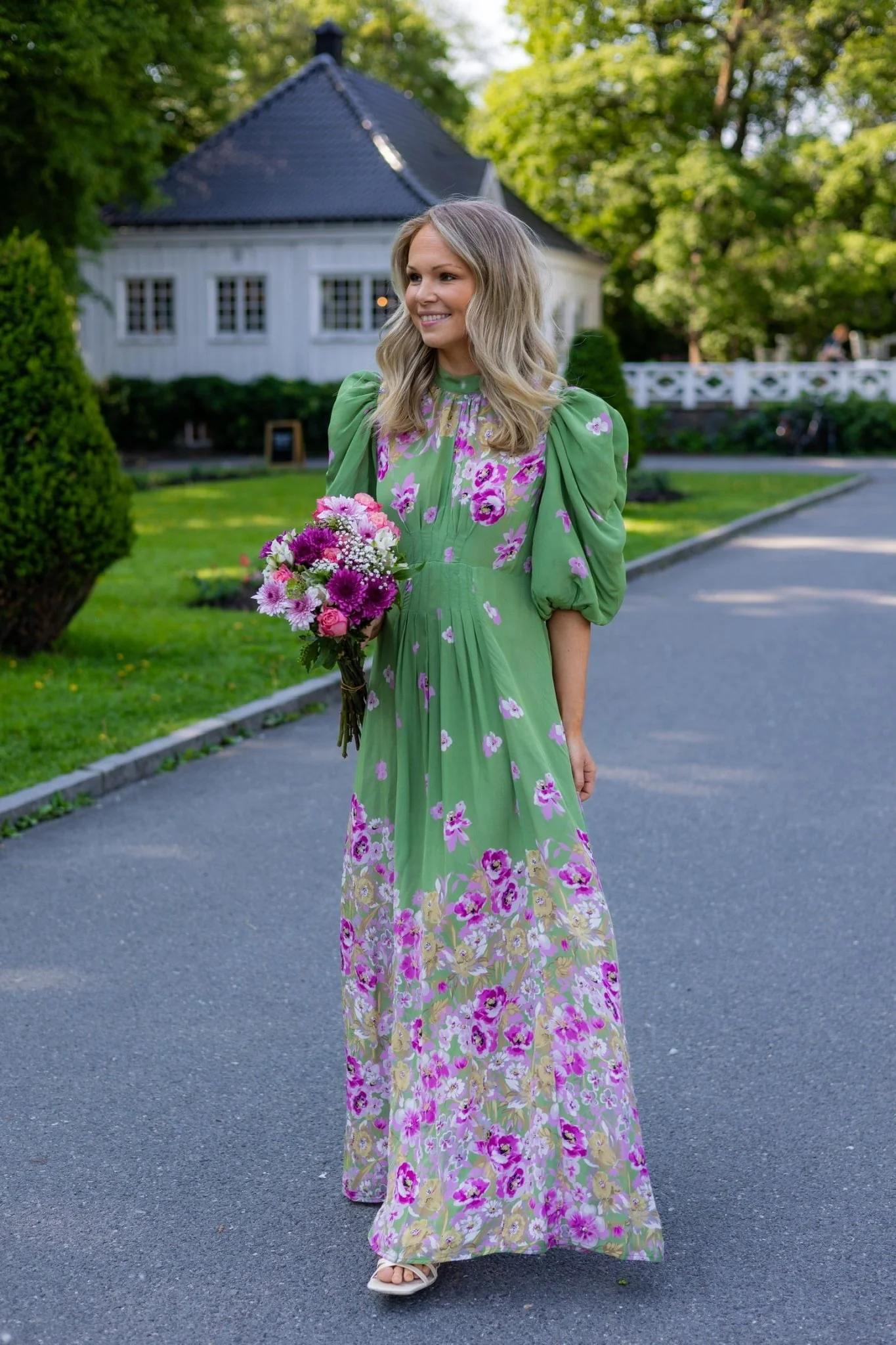 Crepe Tieback Gown Green Field - Image 4