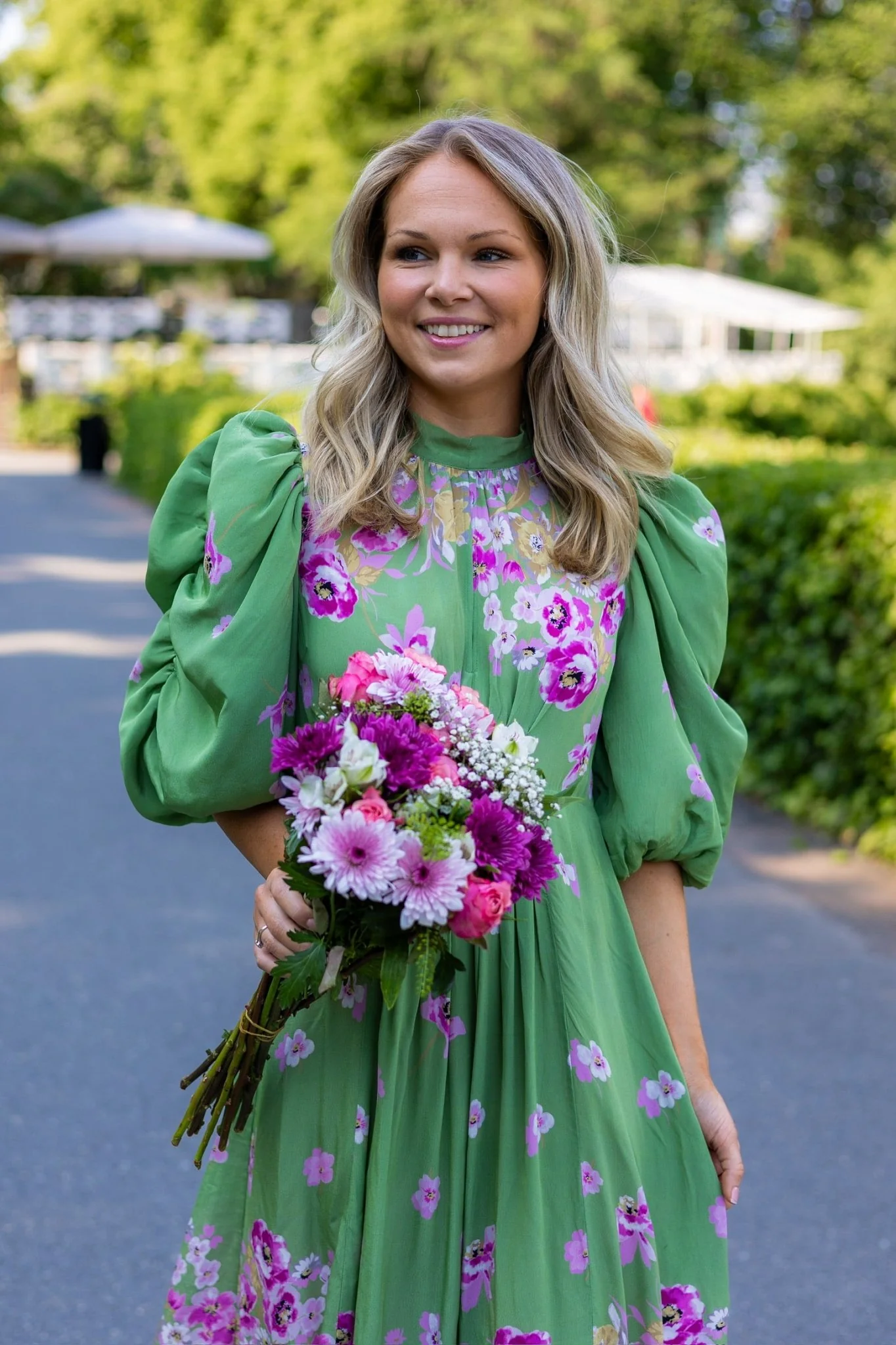 Crepe Tieback Gown Green Field - Image 5