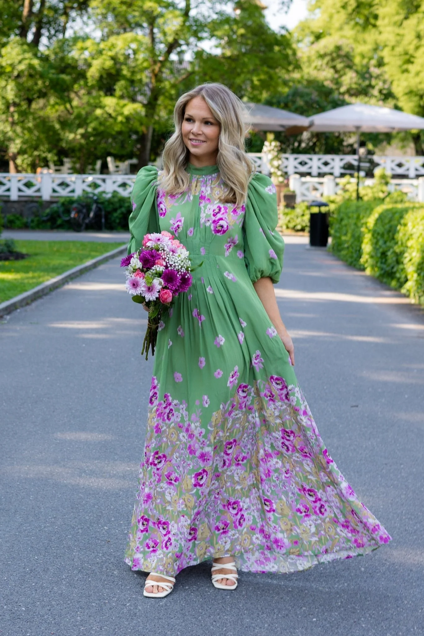 Crepe Tieback Gown Green Field - Image 7