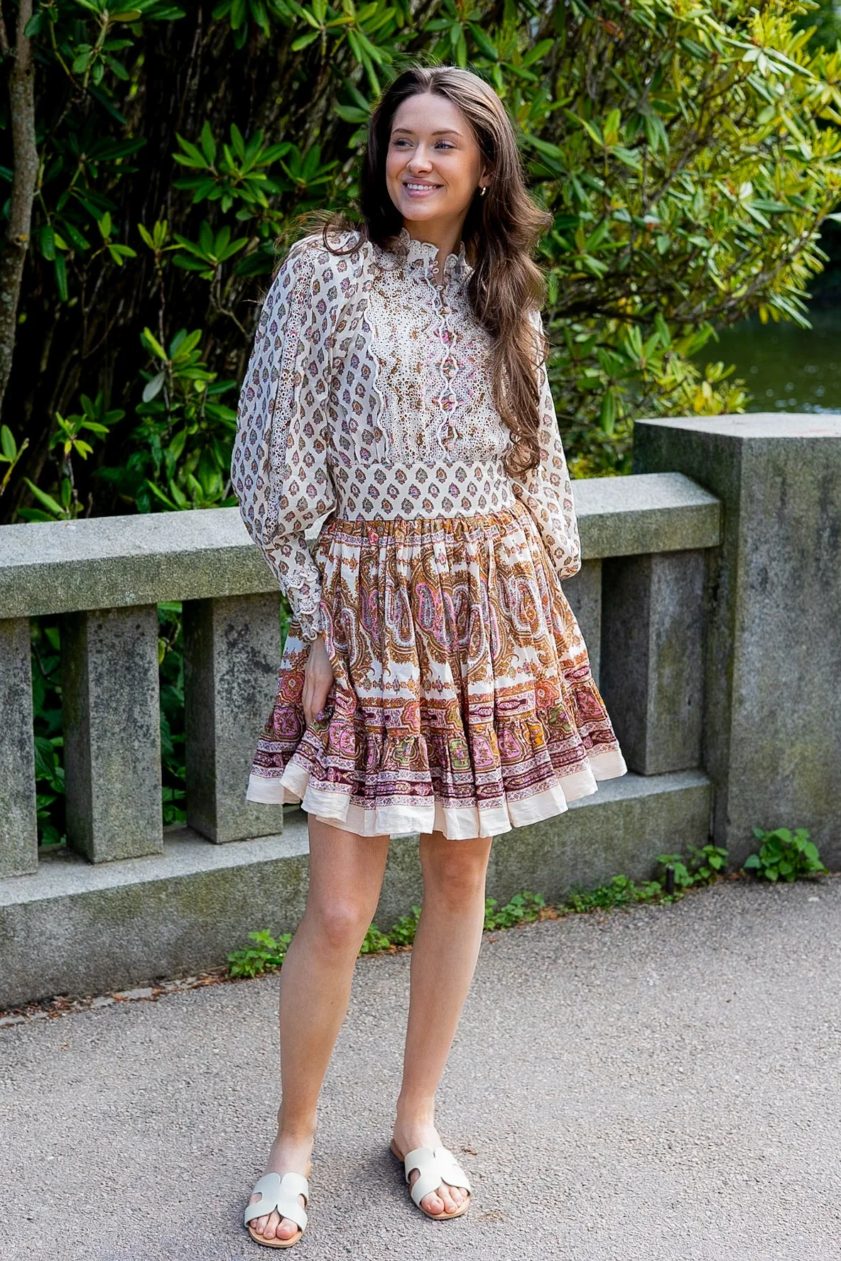 Cotton Slub Mini Dress Paisley