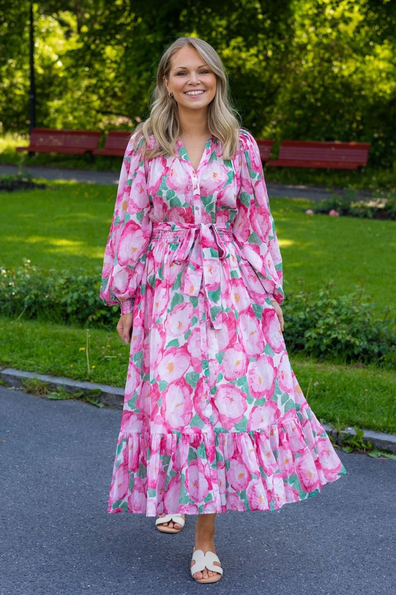 Bohemian Midi Dress Peonies - Image 3