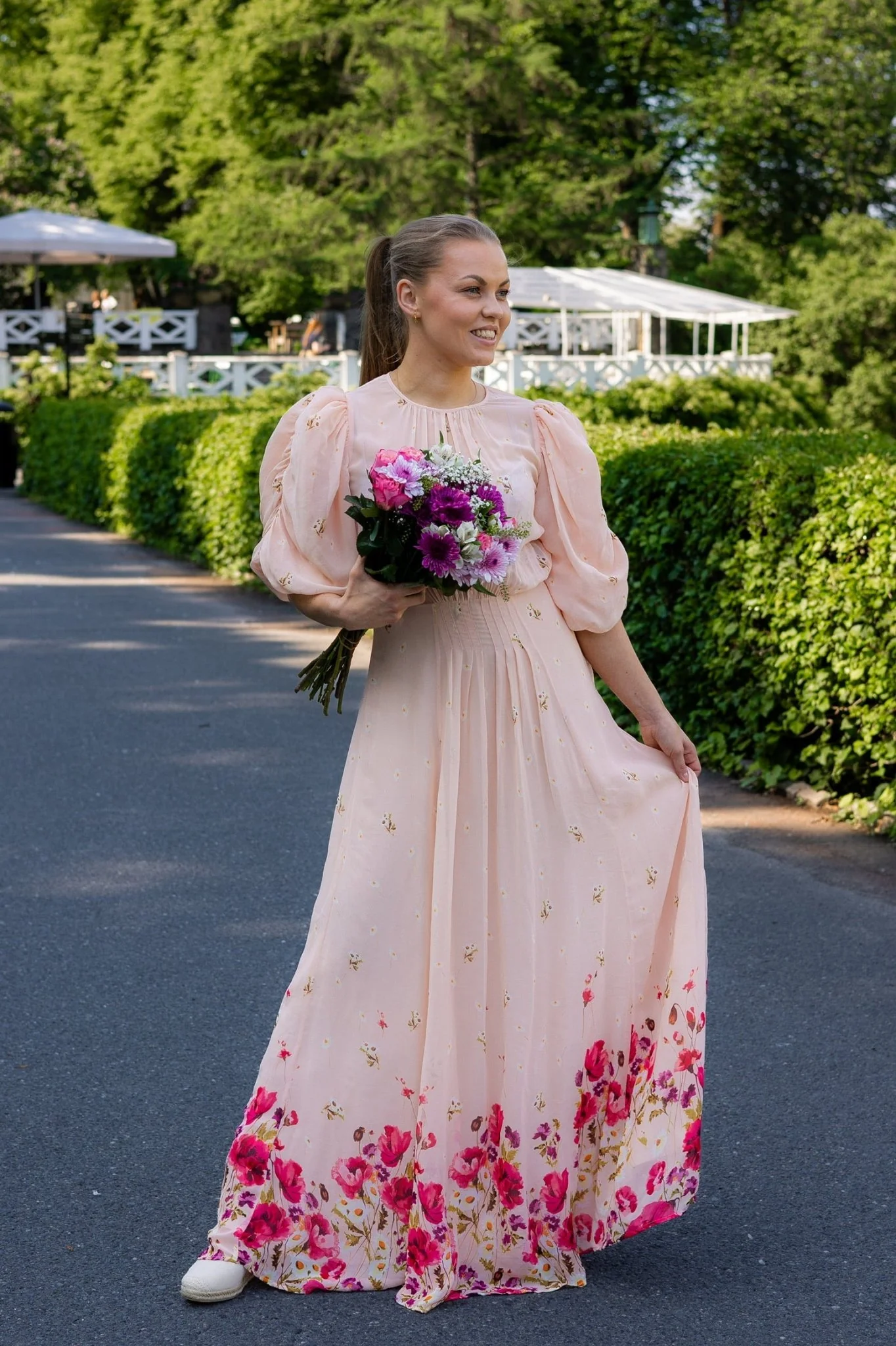 Georgette Tieband Gown Wild Flowers