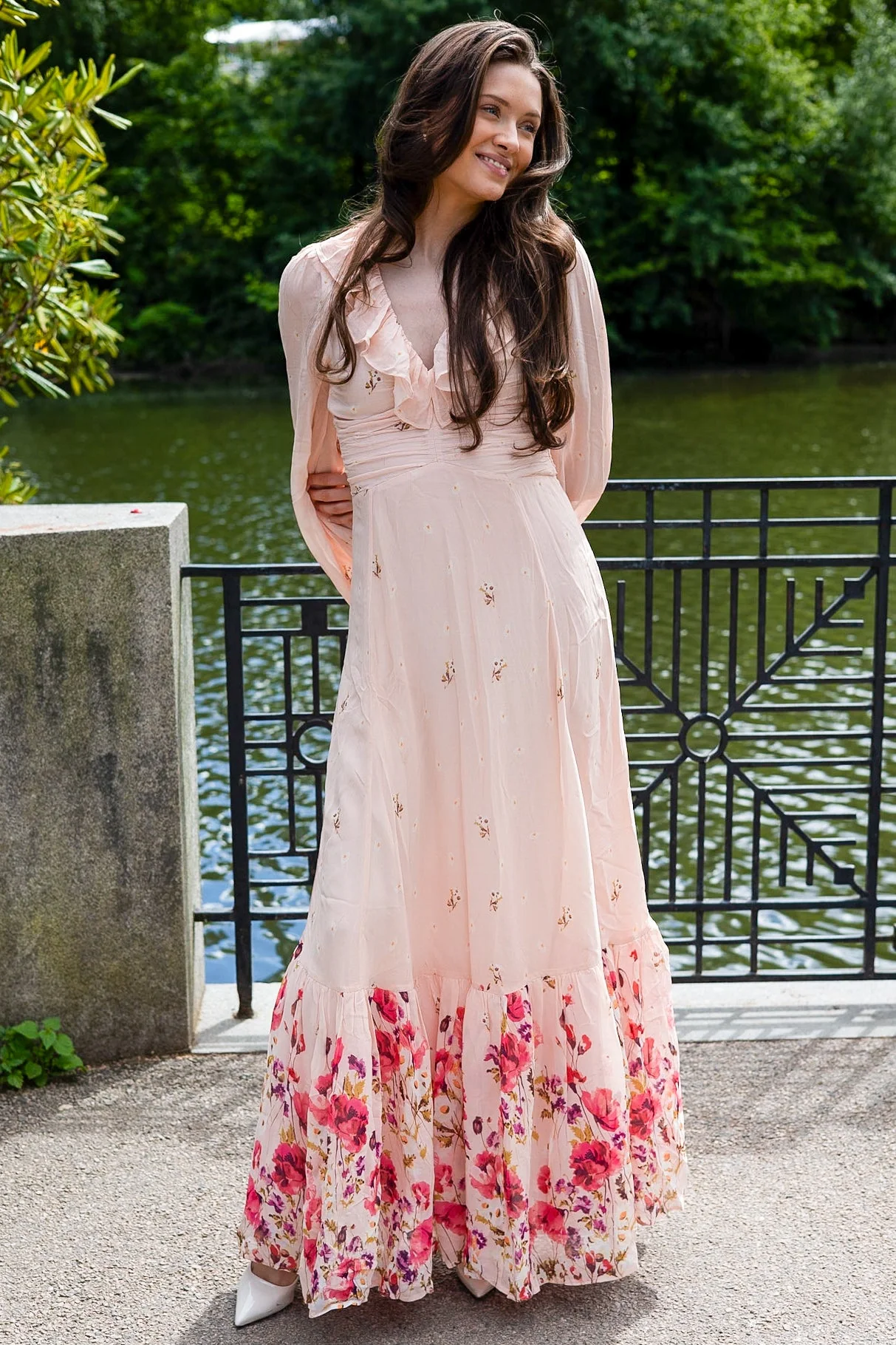 Georgette Ruffle Gown Wild Flowers - Image 3