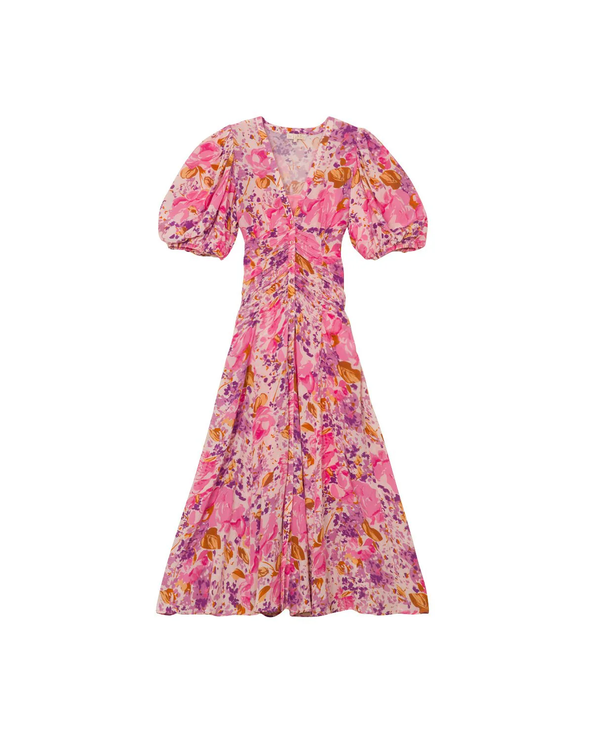 Crepe Button Down Gown Watercolor Bloom - Image 2