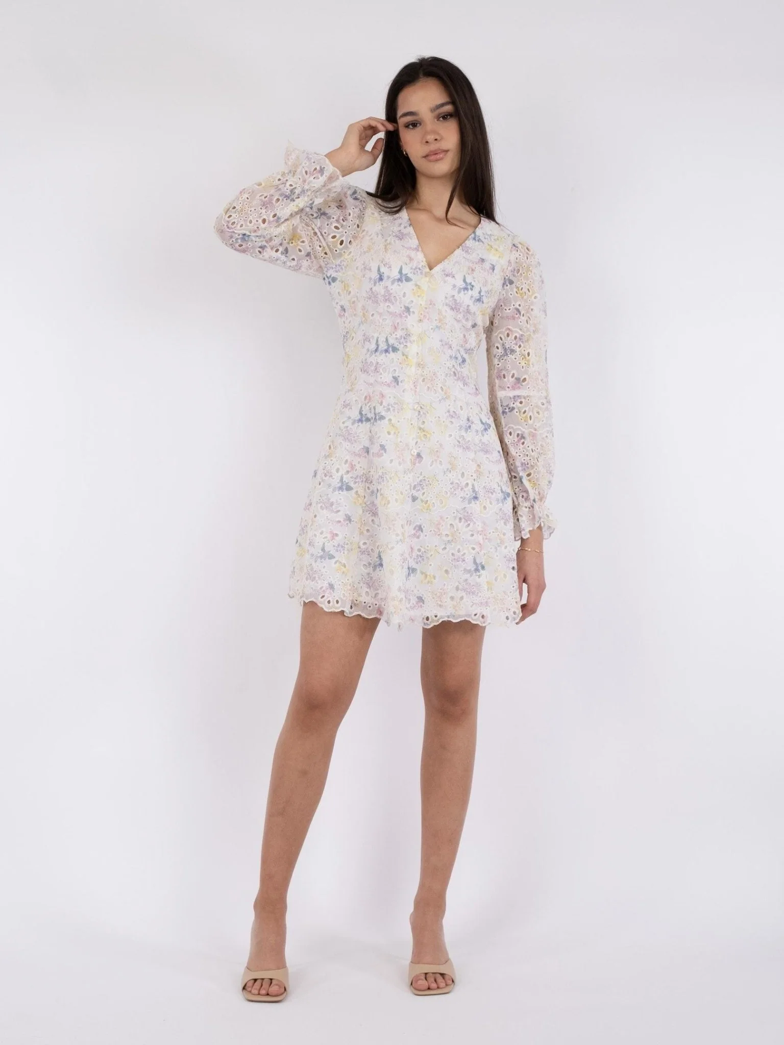 Cabana Embroidery Dress Creme - Image 4