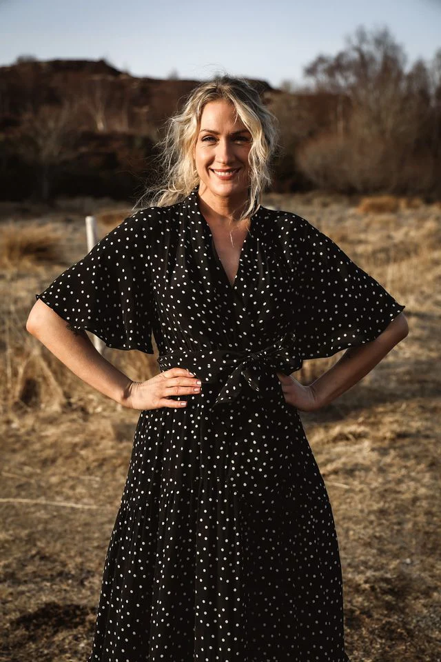 Long Frill Dress Black Dot - Image 5