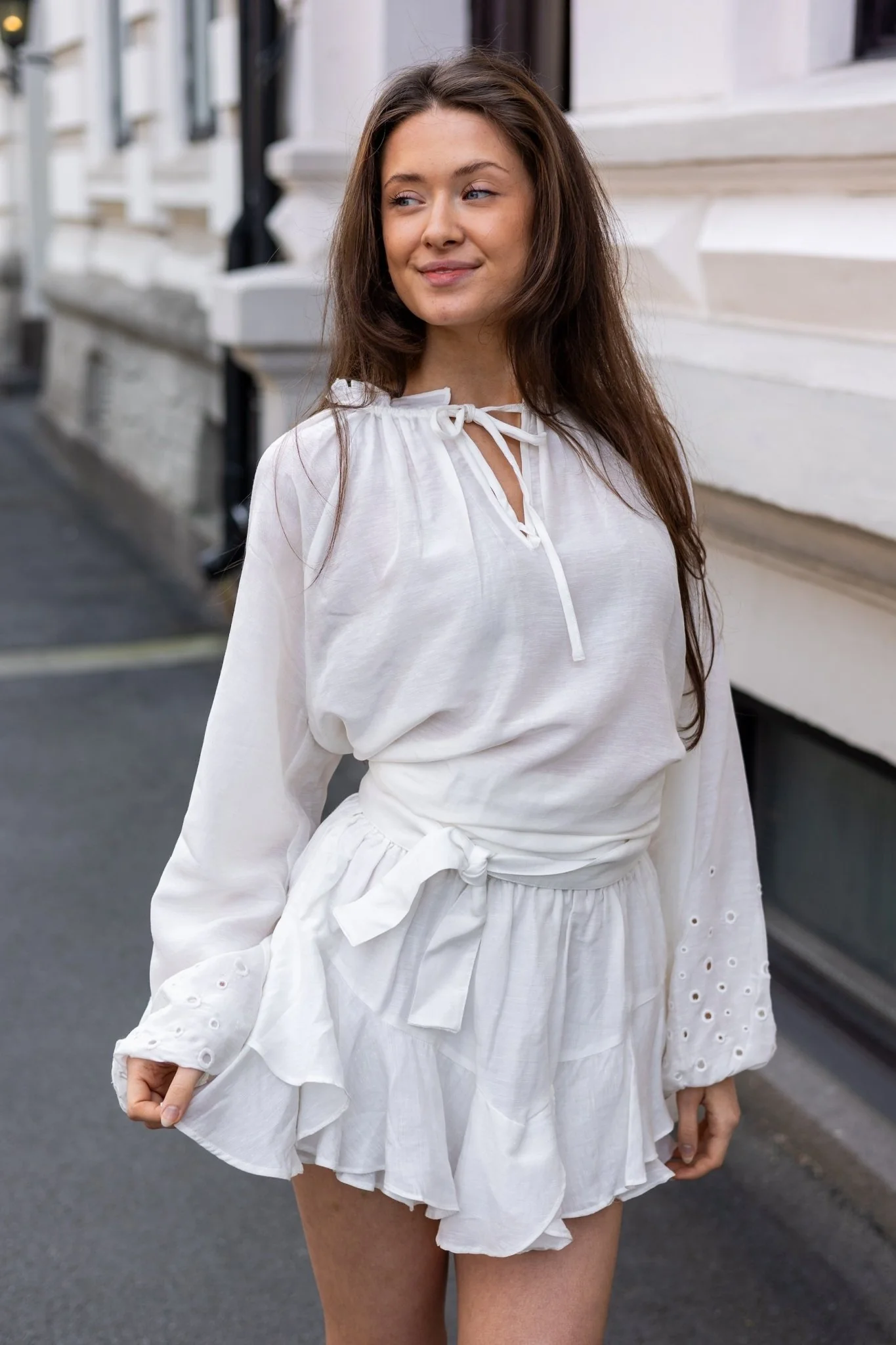 Linen Skirt Shorts White