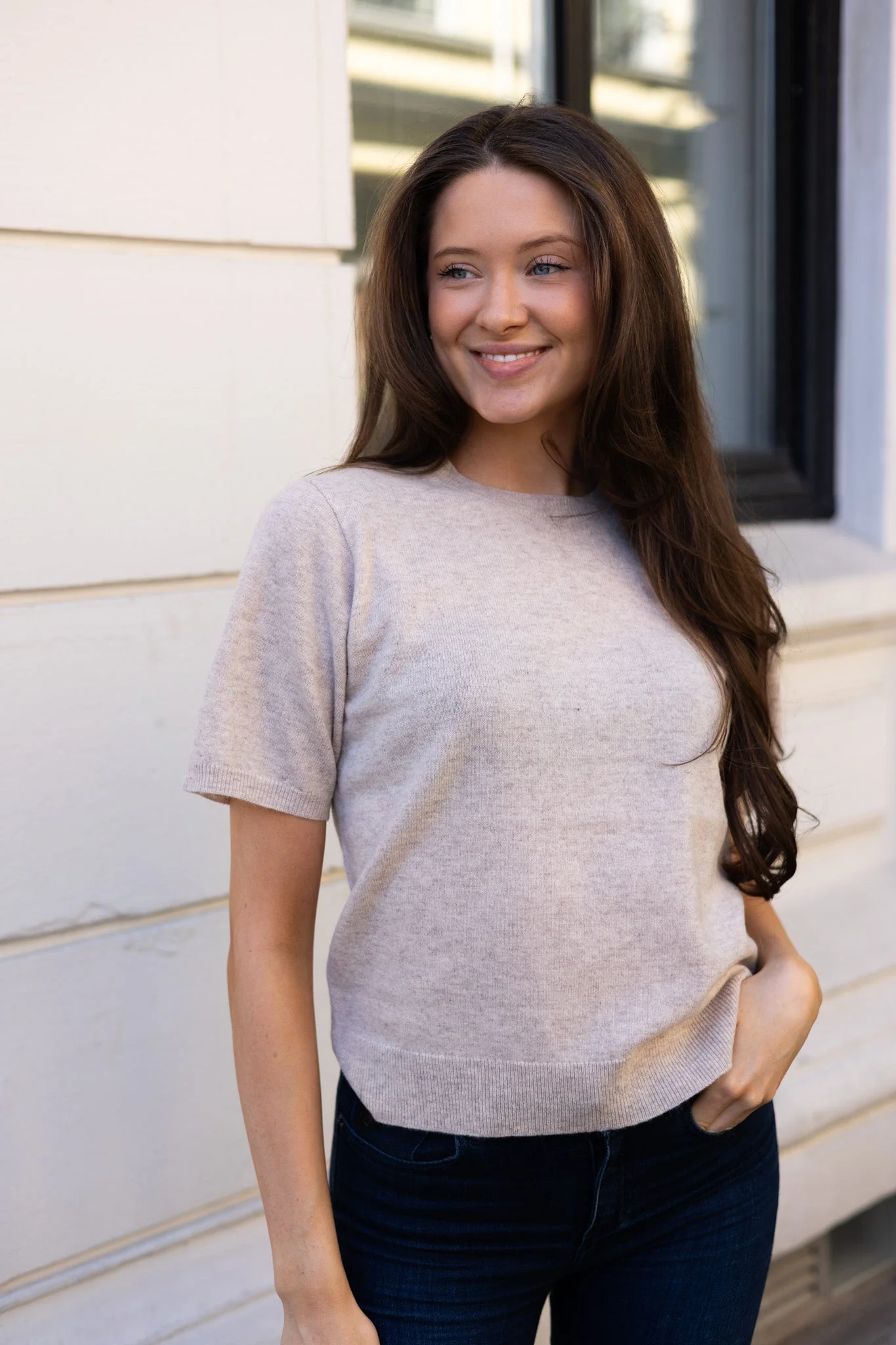 Missy Knit Tee Sand Melange - Image 3