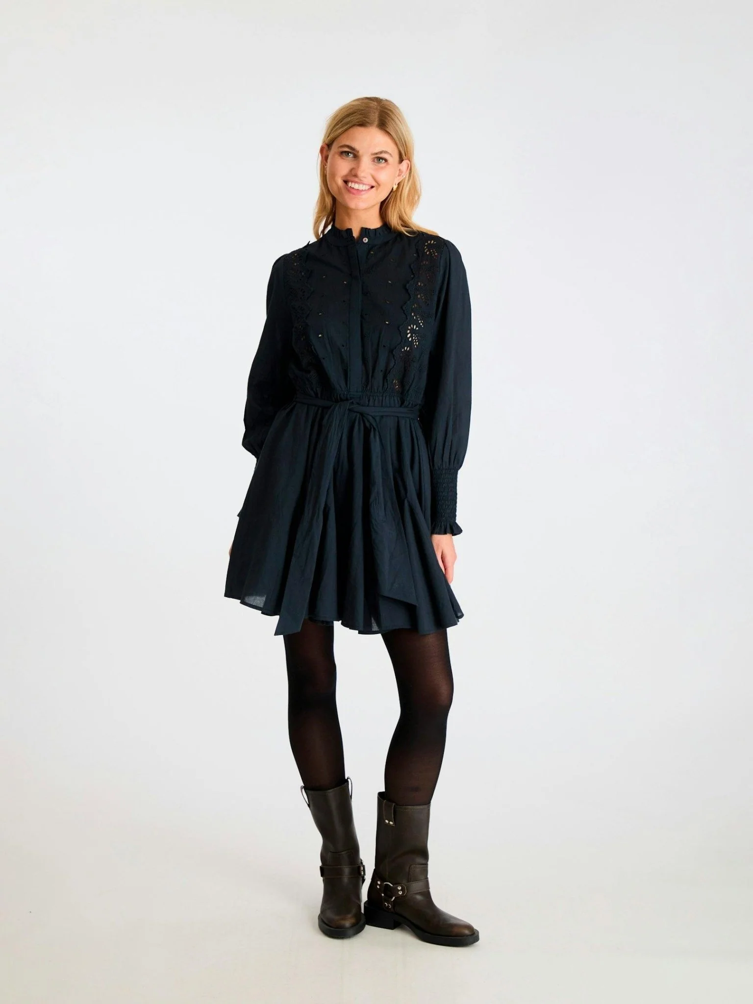 Salasta Emb Dress Navy - Image 2