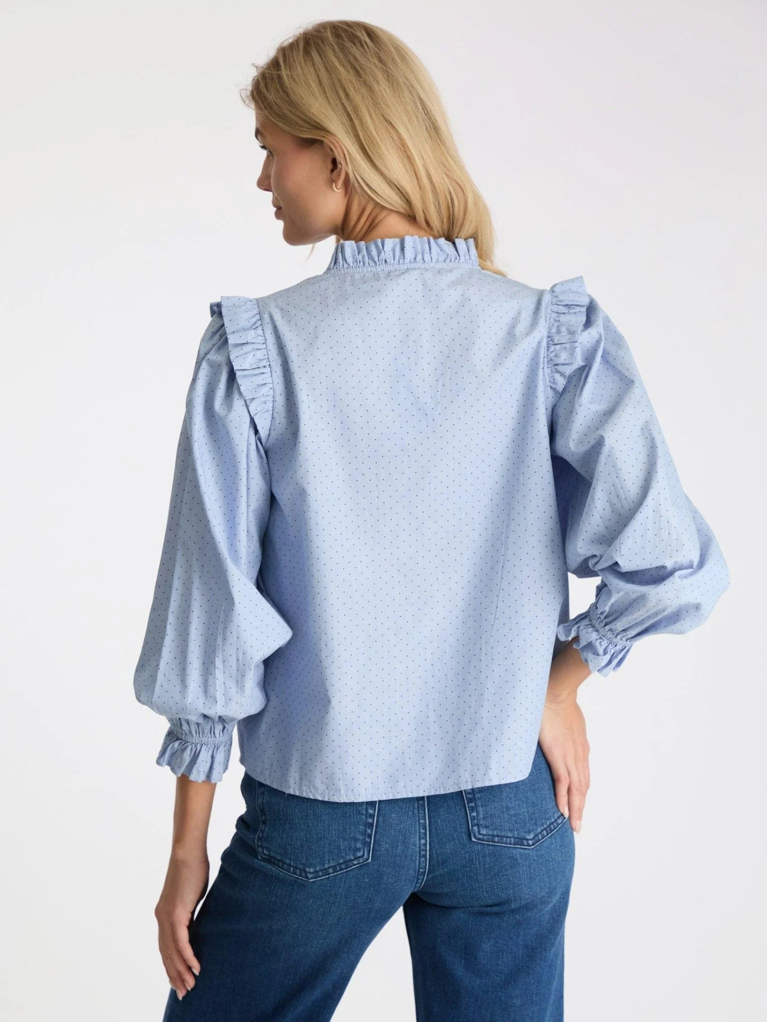 Charly Mini Dot Blouse Light Blue - Image 4