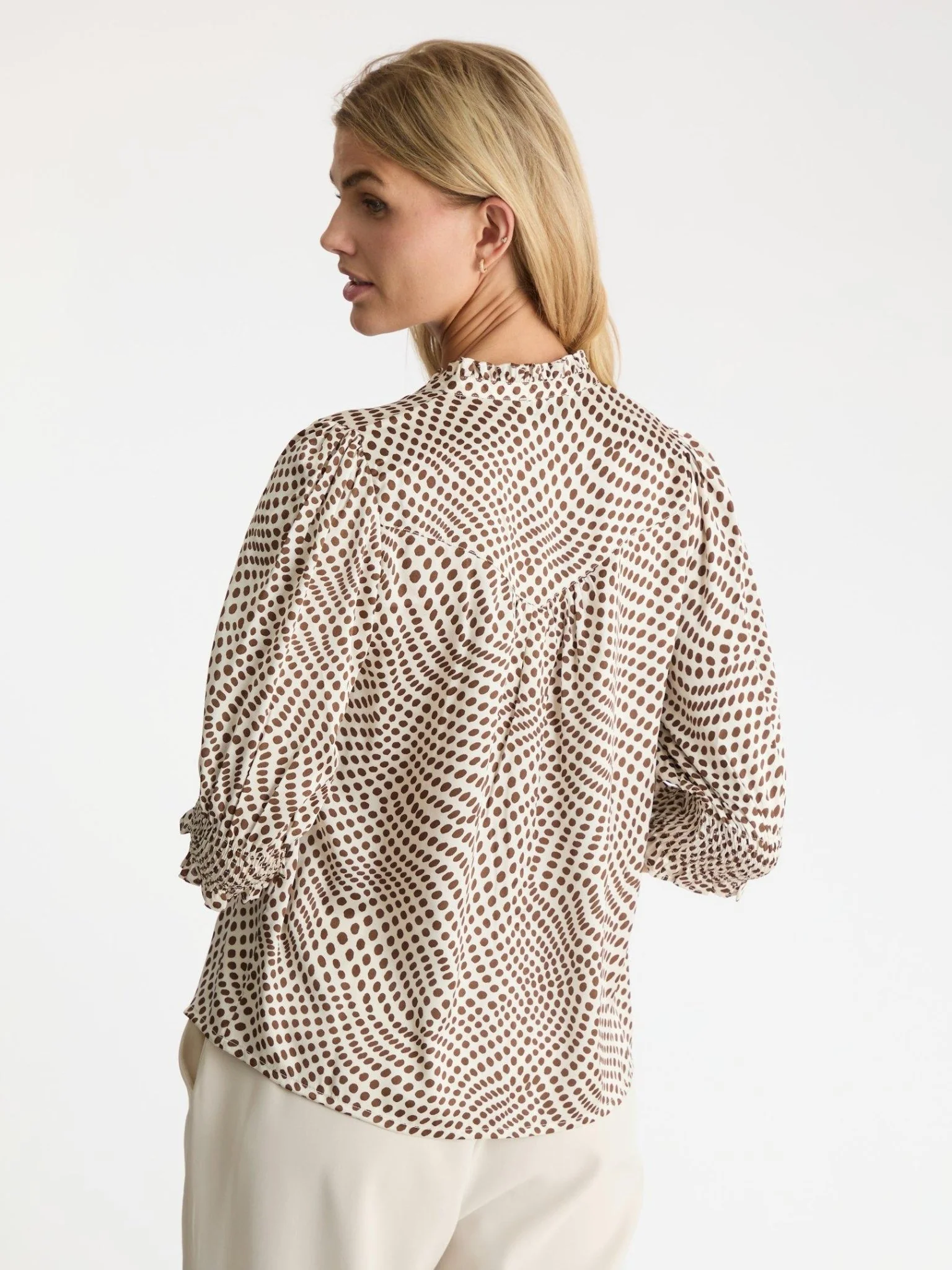 Diana Vibrant Dot Blouse Brown - Image 6