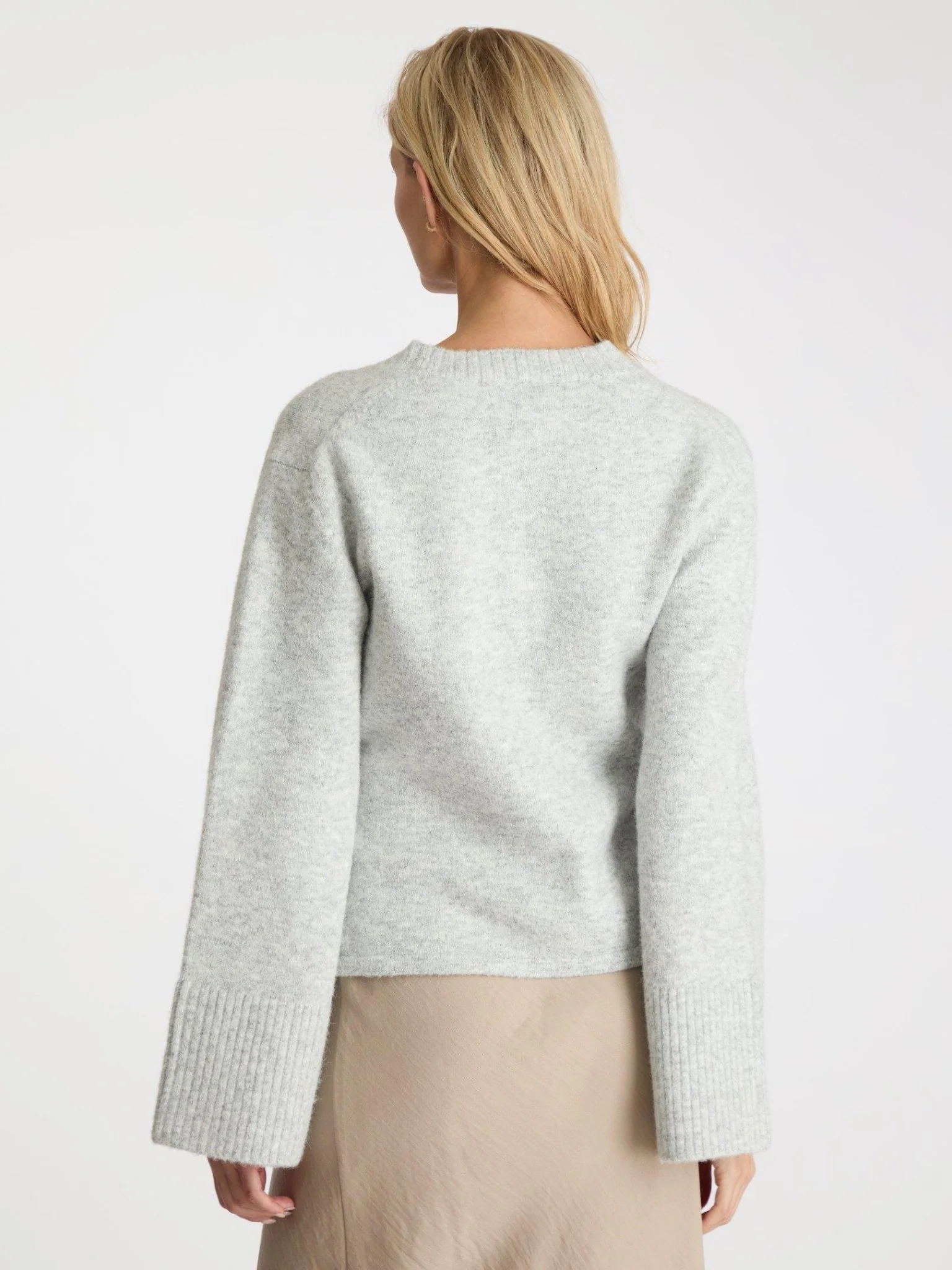 Pixie Knit Cardigan Light Grey Melange - Image 4