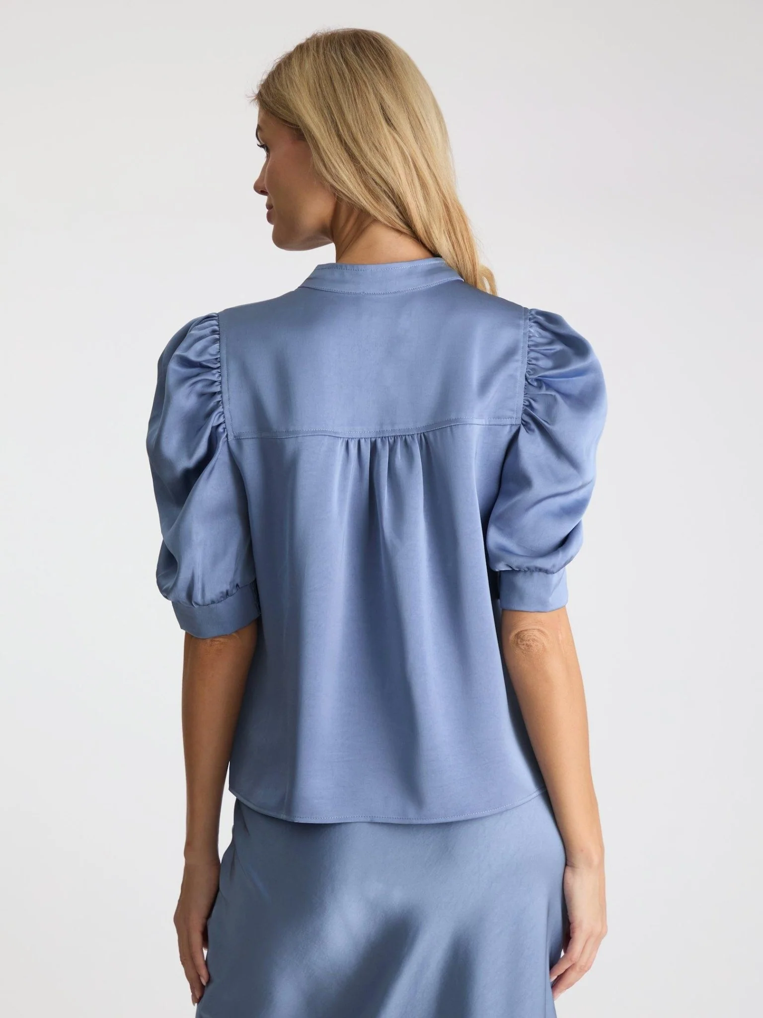 Roella Heavy Sateen Blouse Smoke Blue - Image 6