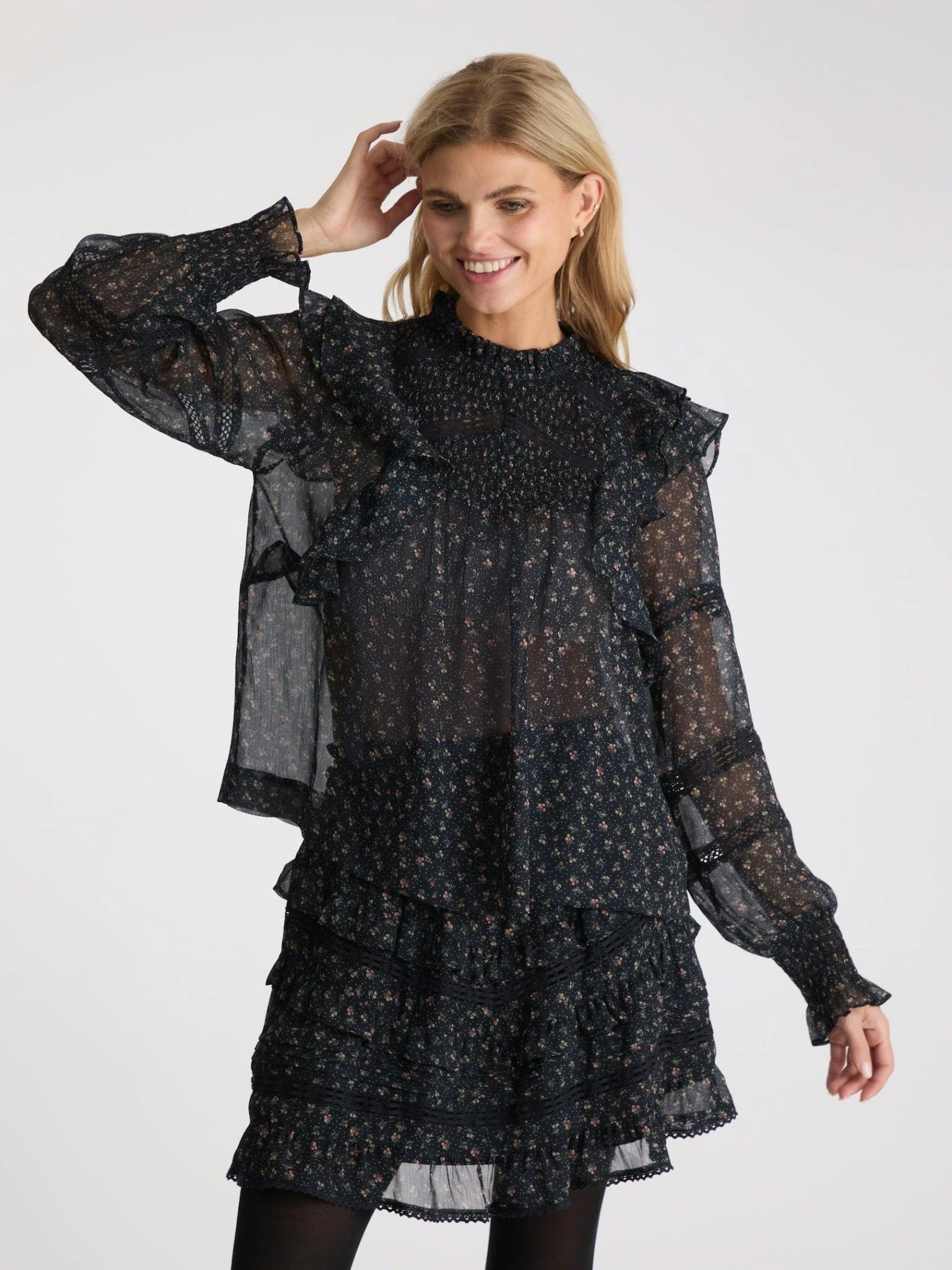 Sarna Mini Rose Blouse Black - Image 2