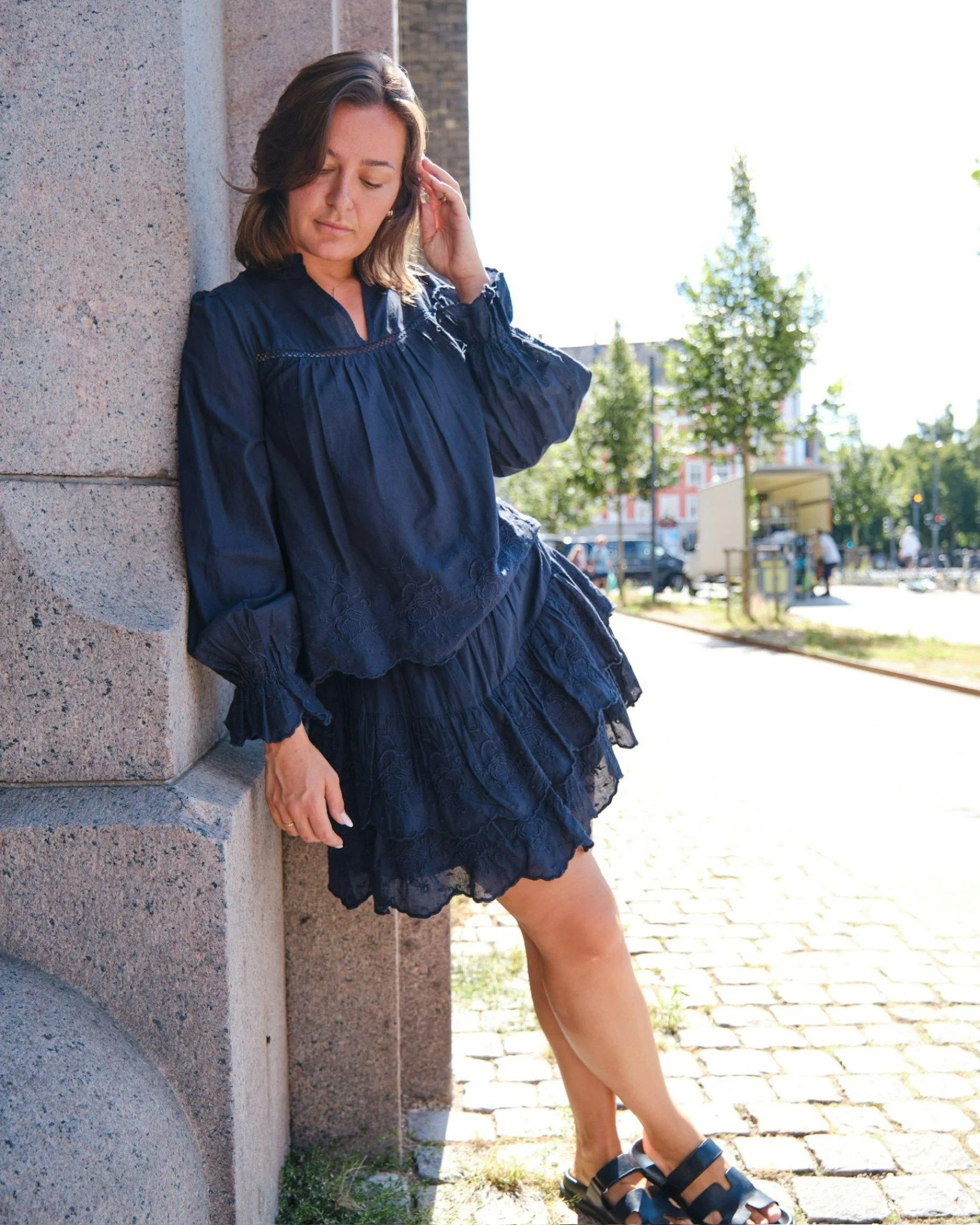 Heline Emb Blouse Navy - Image 2