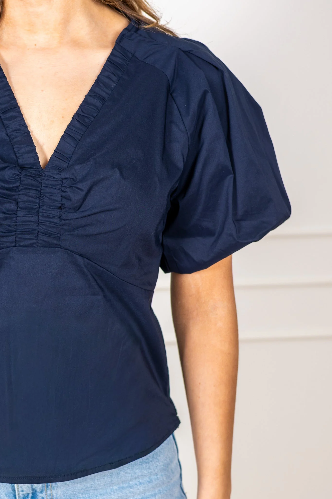 Irina Poplin Blouse Navy - Image 5