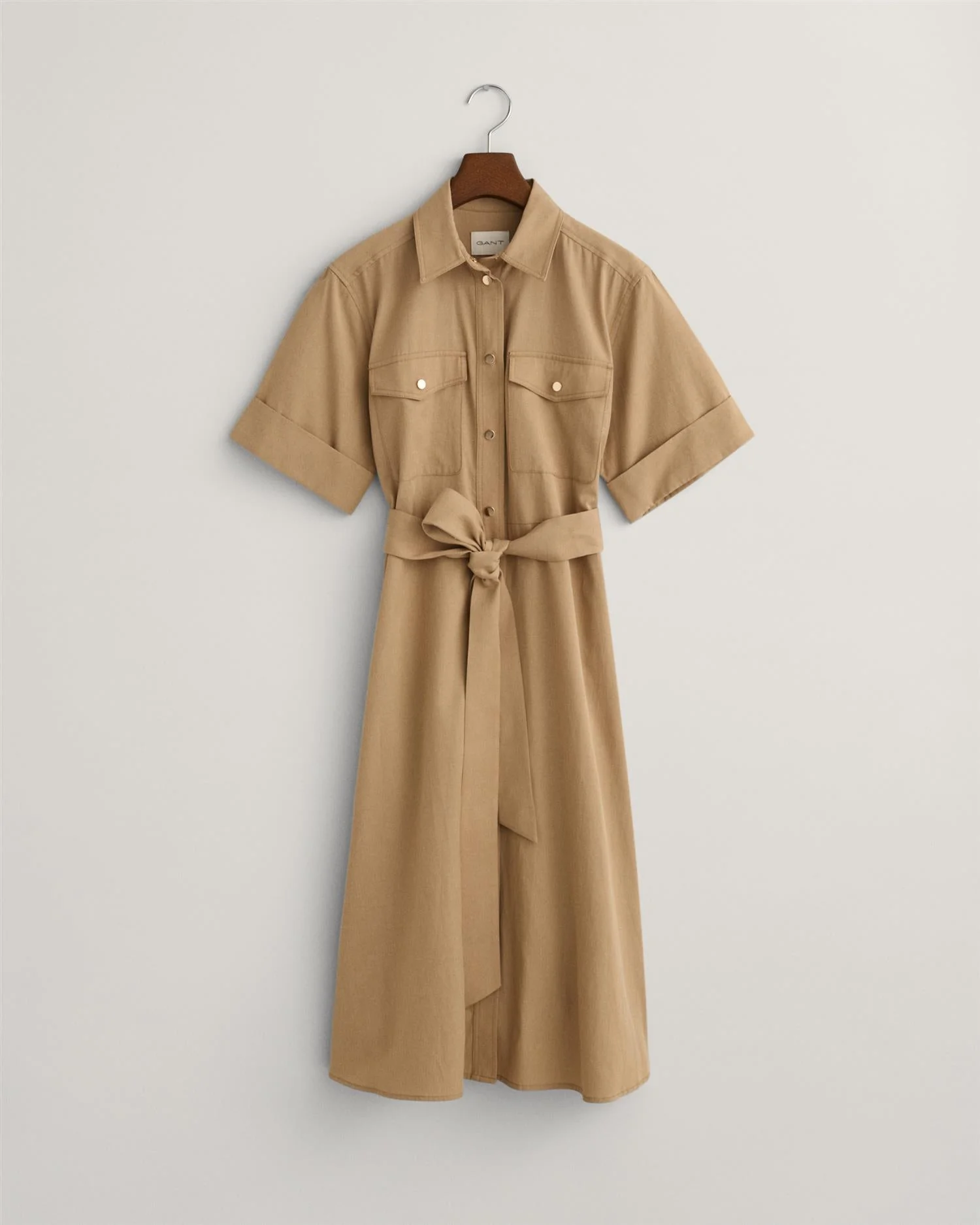 Utility Short Sleeve Shirt Dress Dark Khaki - Image 2